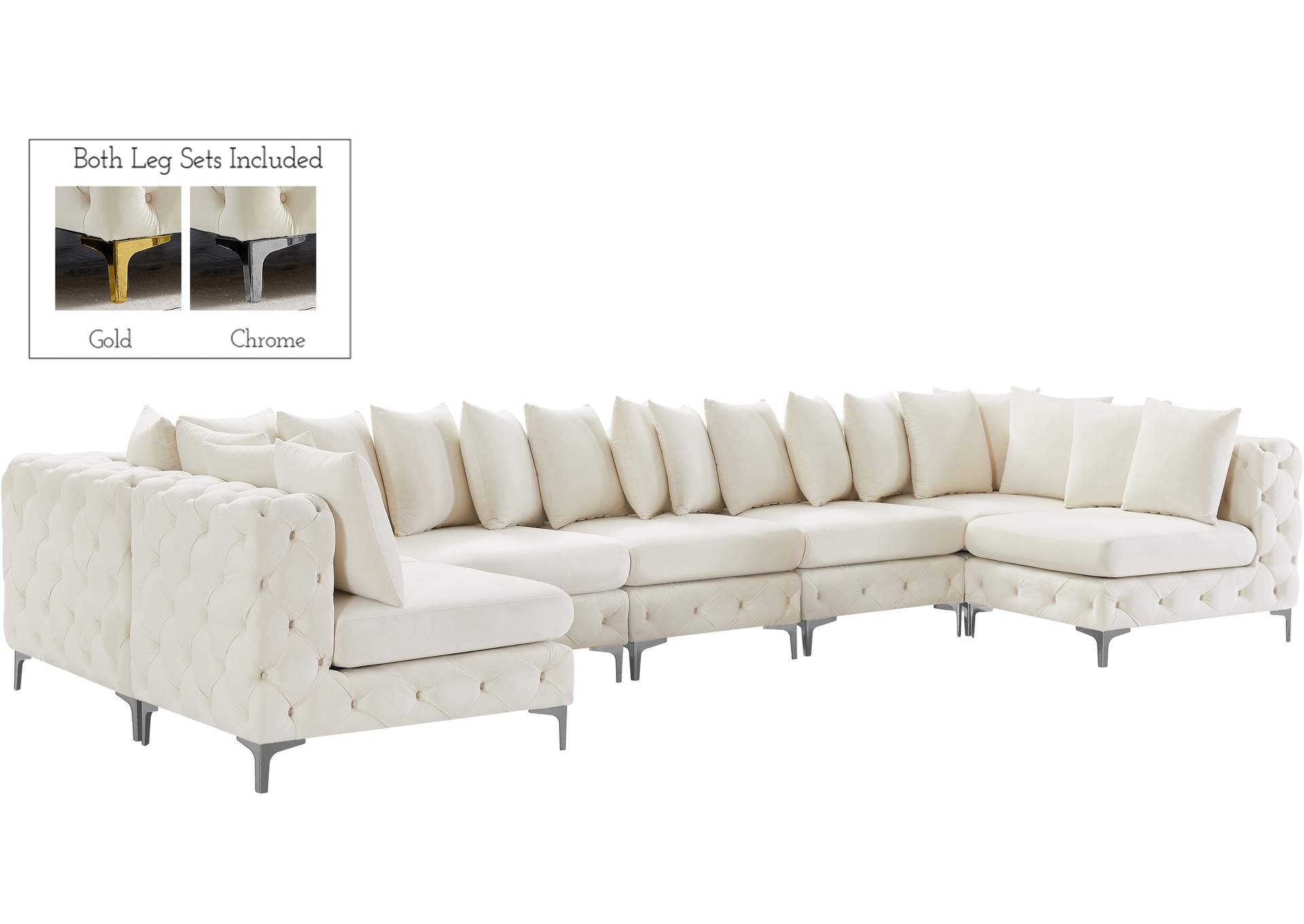 Tremblay Cream Velvet Modular Sectional,Meridian Furniture