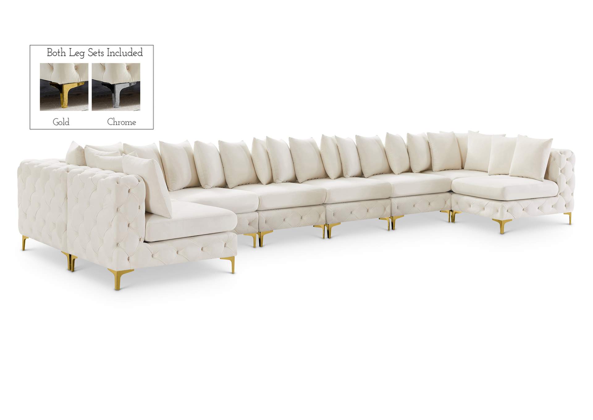 Tremblay Cream Velvet Modular Sectional,Meridian Furniture