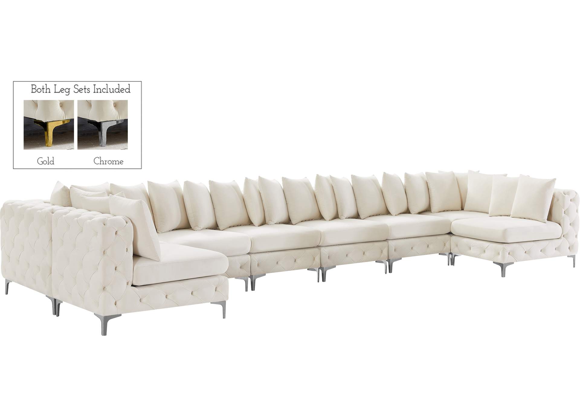 Tremblay Cream Velvet Modular Sectional,Meridian Furniture