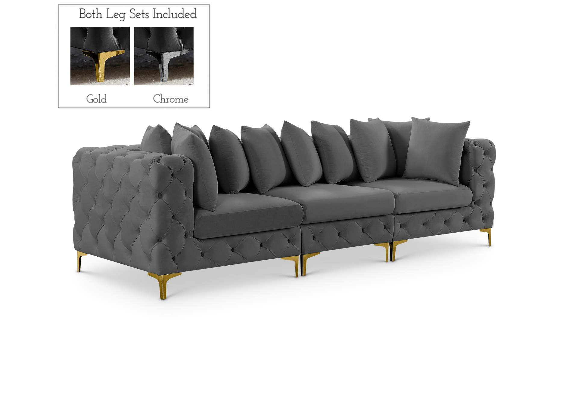 Tremblay Grey Velvet Modular Sofa,Meridian Furniture