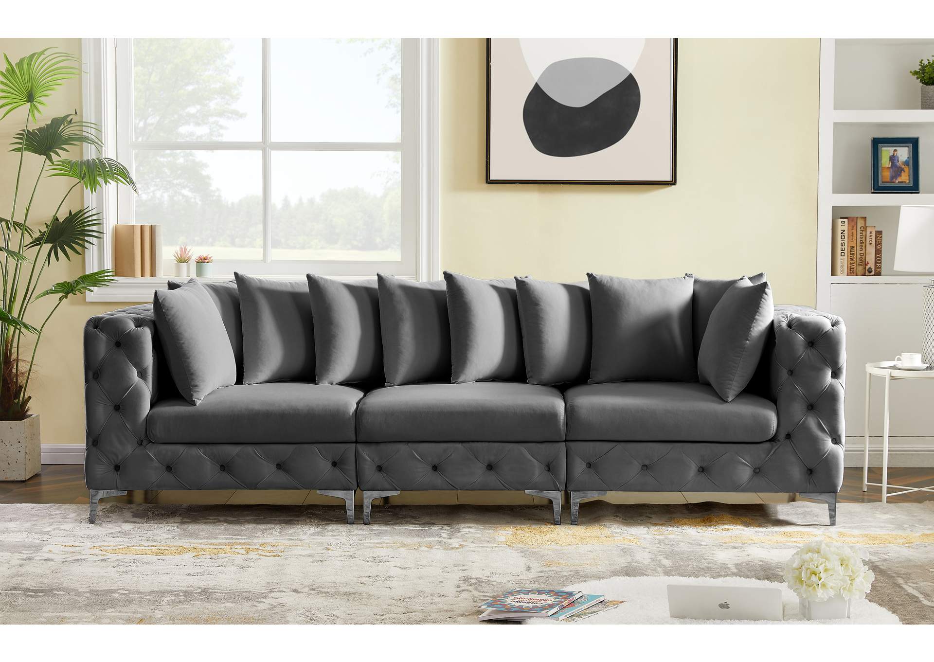 Tremblay Grey Velvet Modular Sofa,Meridian Furniture