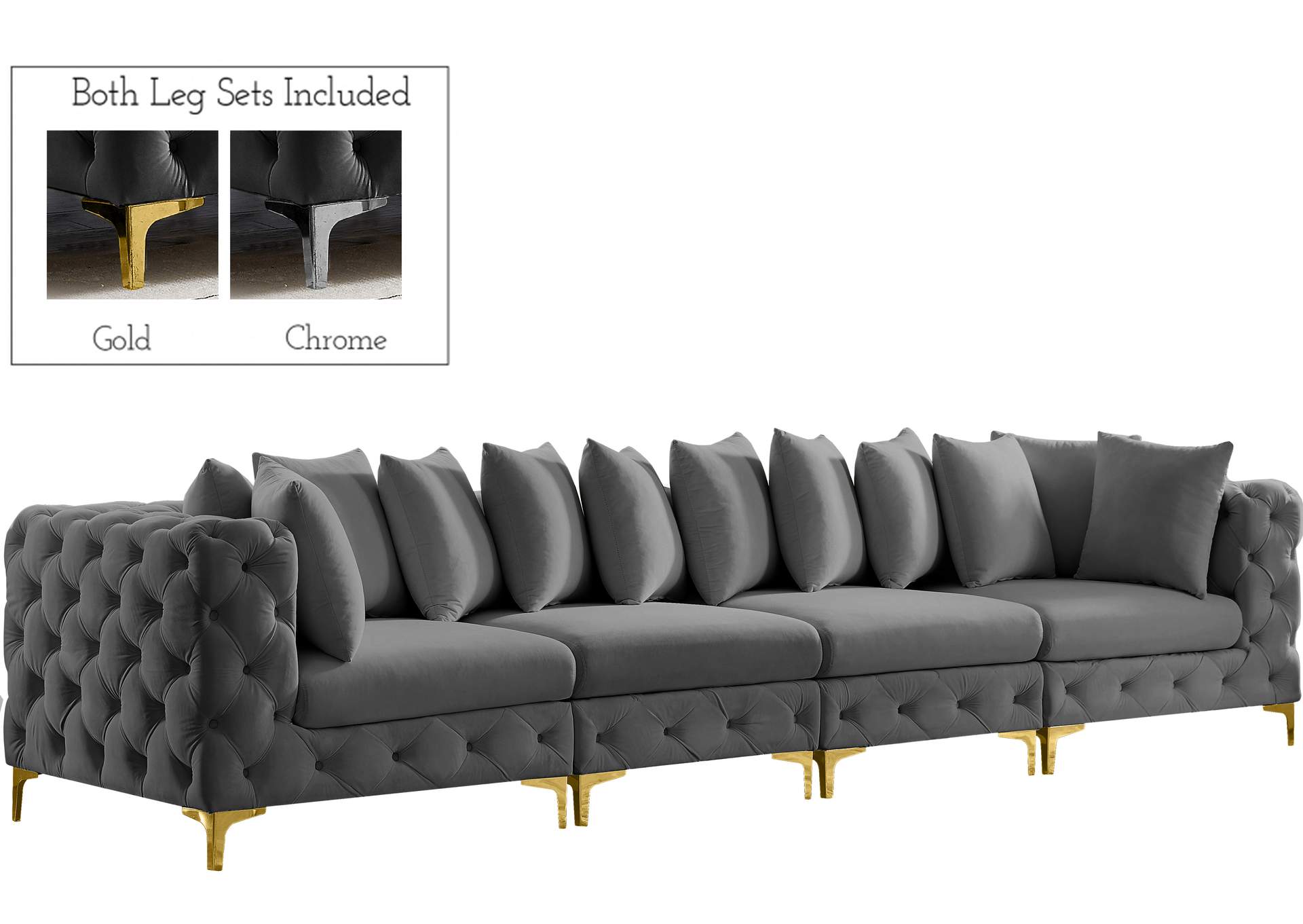 Tremblay Grey Velvet Modular Sofa,Meridian Furniture