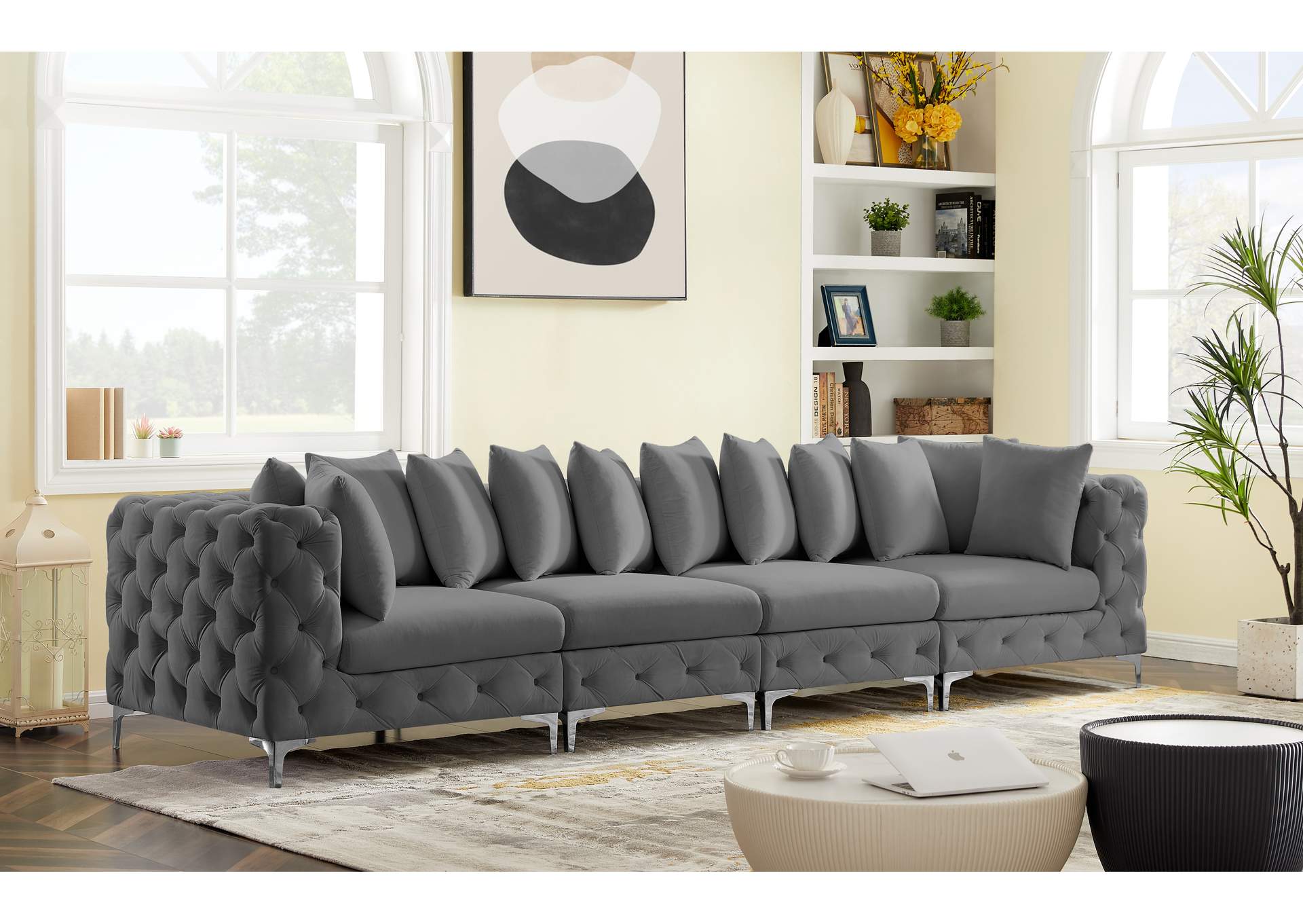 Tremblay Grey Velvet Modular Sofa,Meridian Furniture