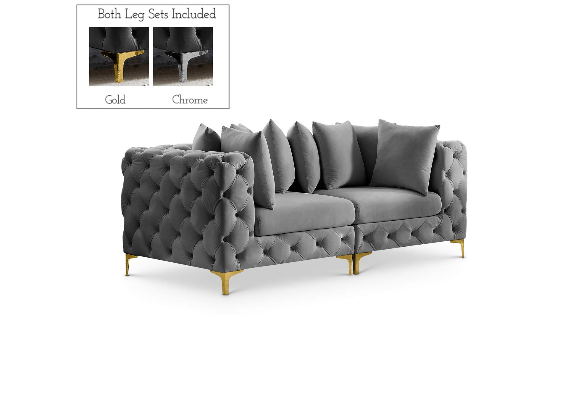 Tremblay Grey Velvet Modular Sofa,Meridian Furniture