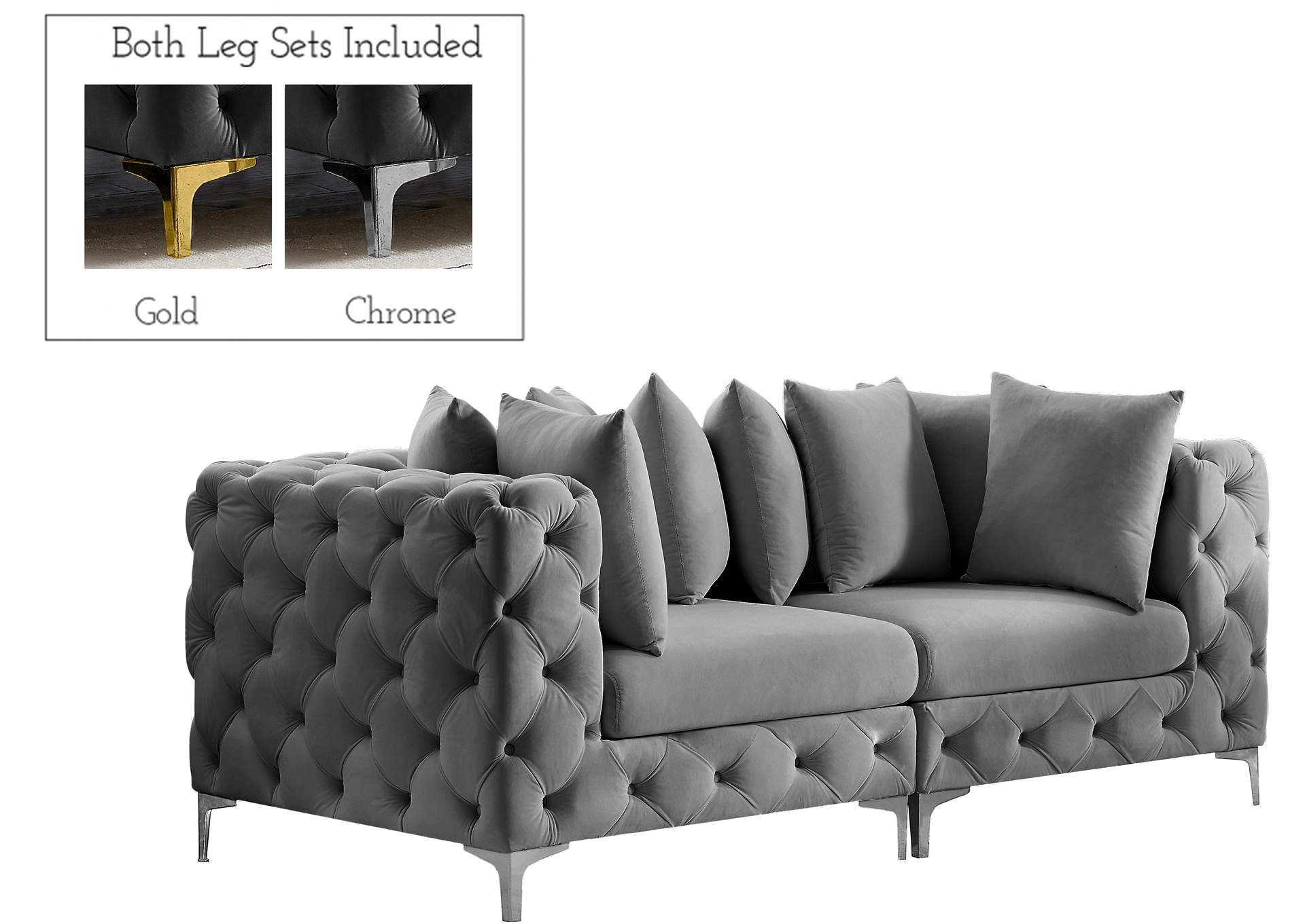 Tremblay Grey Velvet Modular Sofa,Meridian Furniture