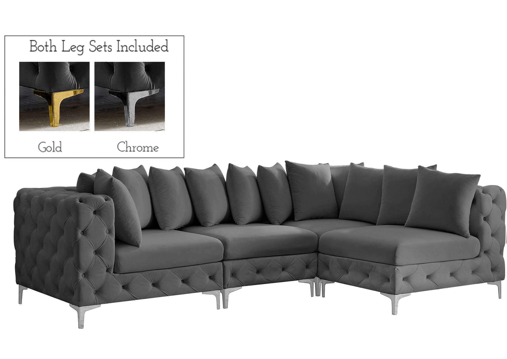 Tremblay Grey Velvet Modular Sectional,Meridian Furniture