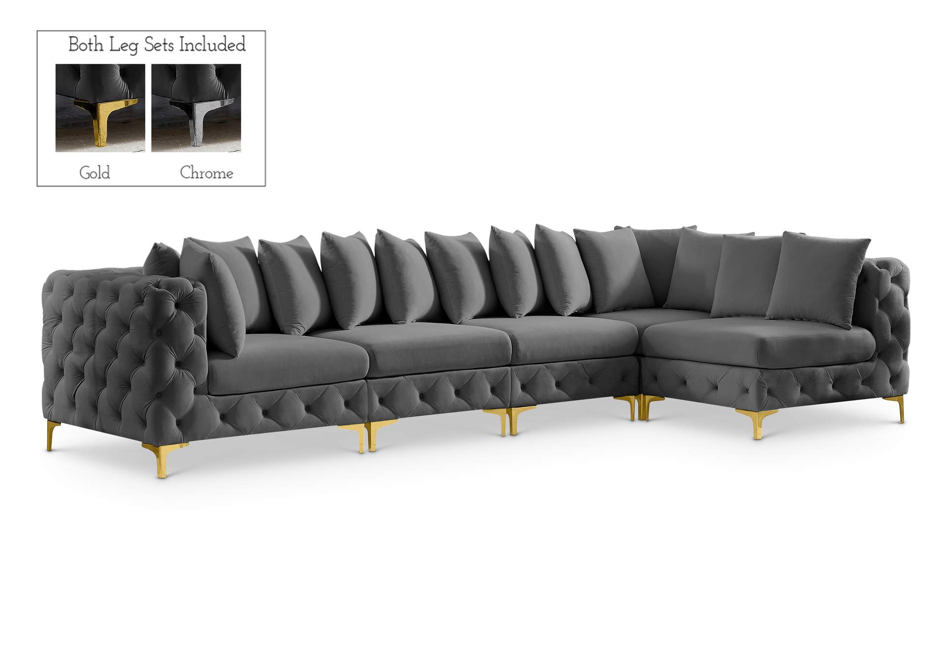 Tremblay Grey Velvet Modular Sectional,Meridian Furniture