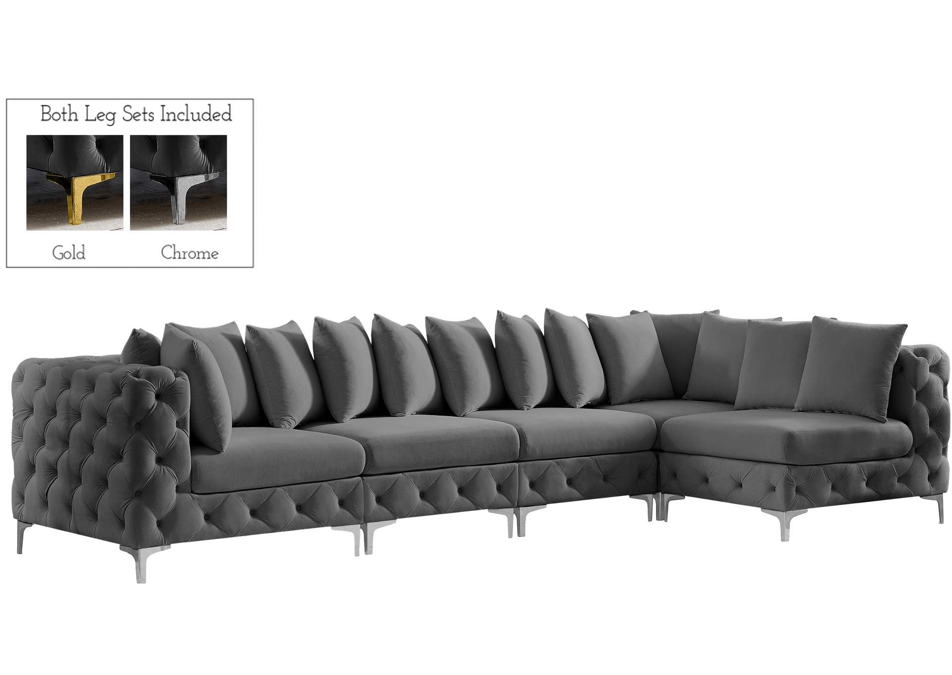 Tremblay Grey Velvet Modular Sectional,Meridian Furniture