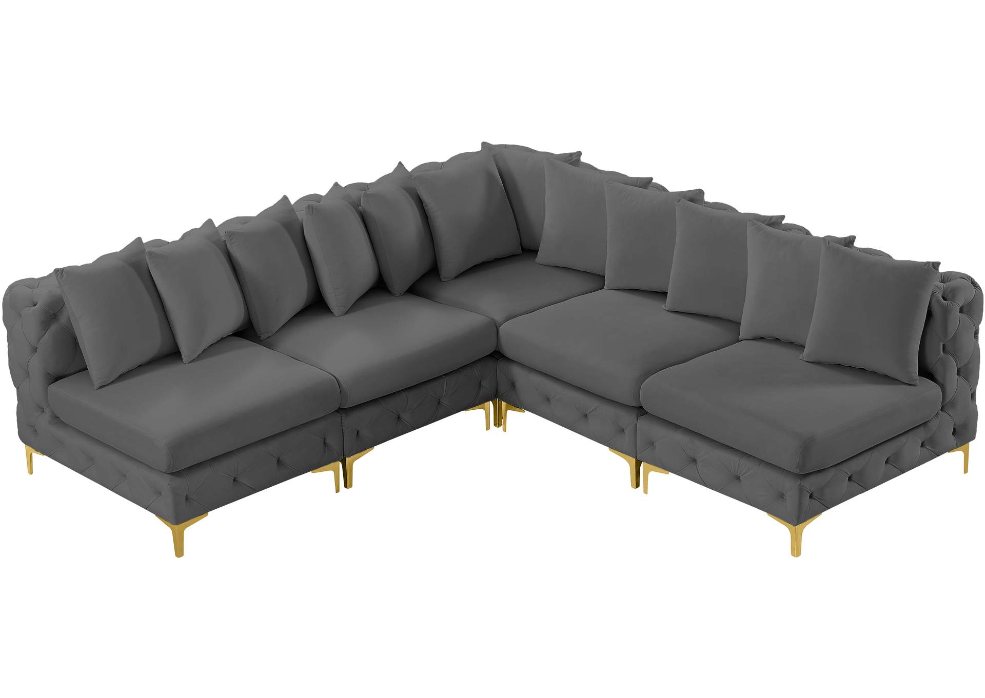 Tremblay Grey Velvet Modular Sectional,Meridian Furniture