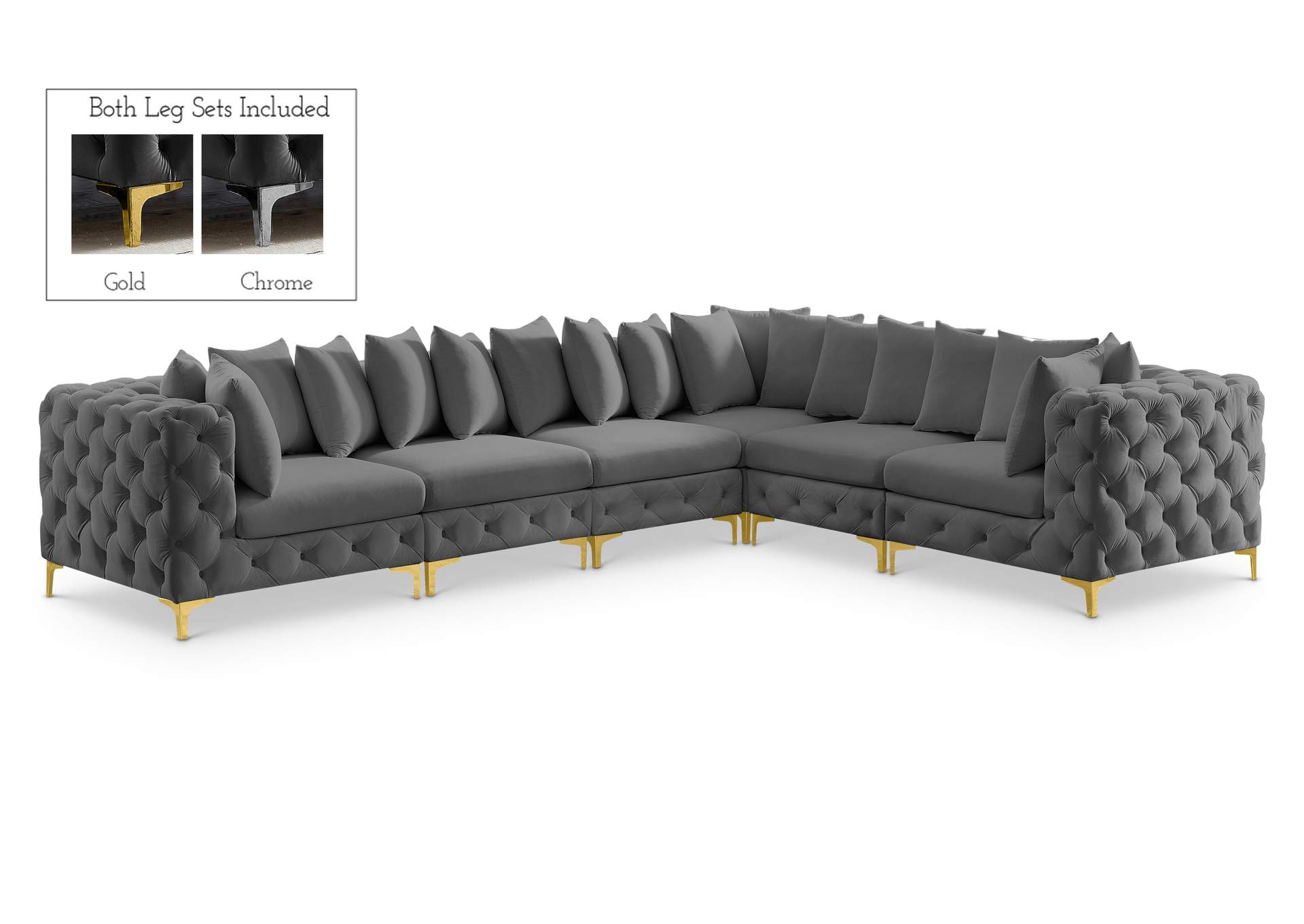 Tremblay Grey Velvet Modular Sectional,Meridian Furniture