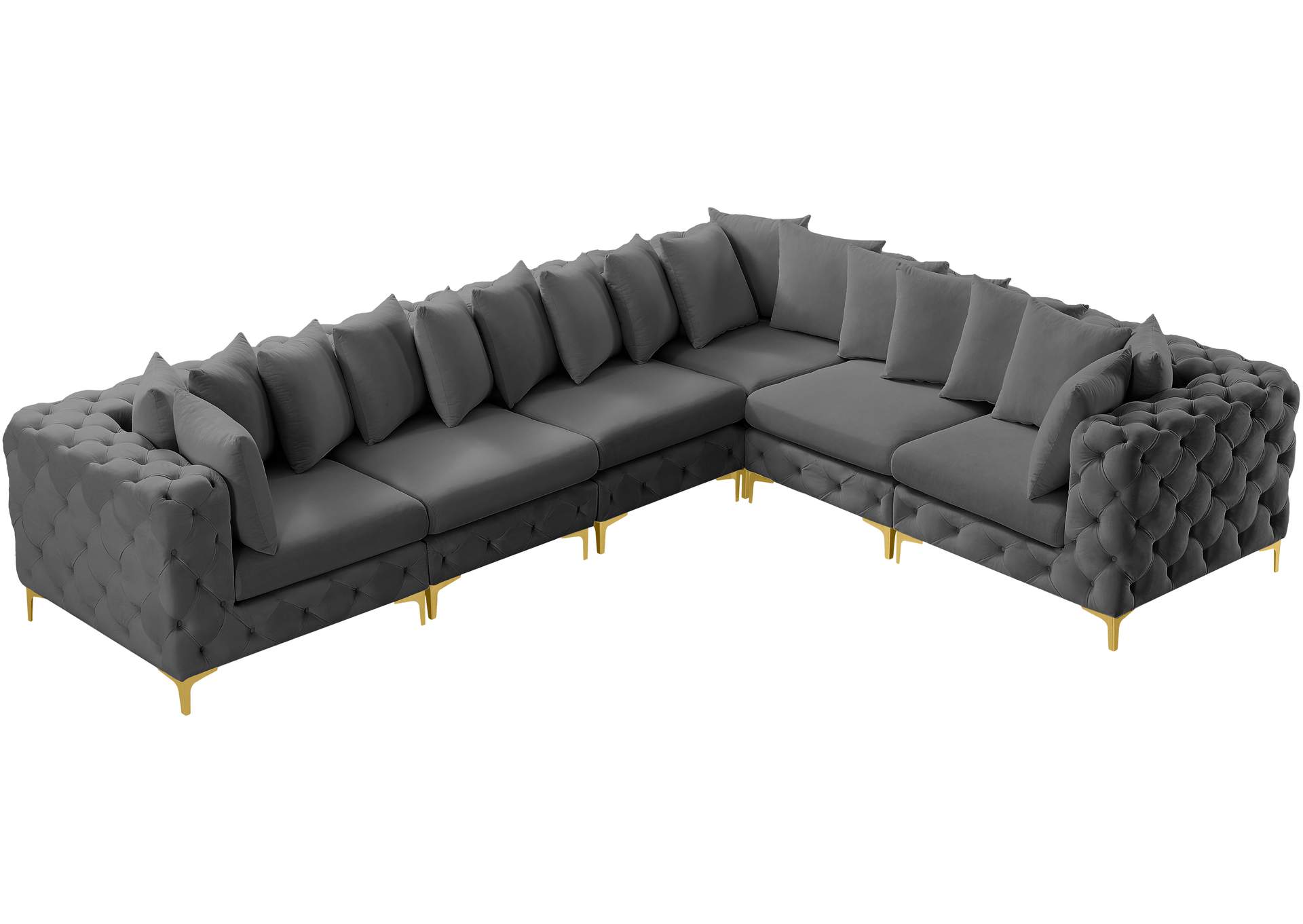 Tremblay Grey Velvet Modular Sectional,Meridian Furniture