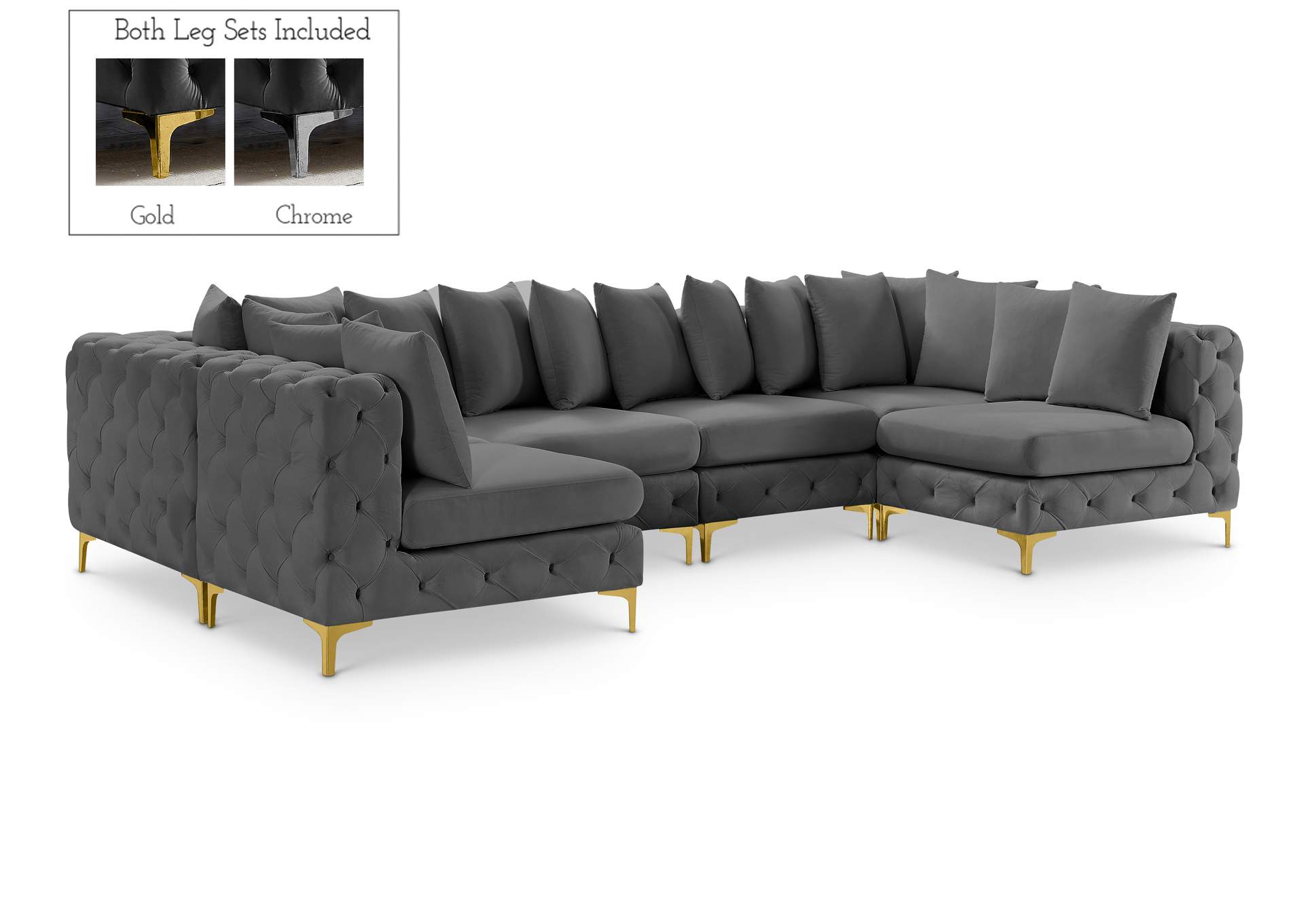 Tremblay Grey Velvet Modular Sectional,Meridian Furniture