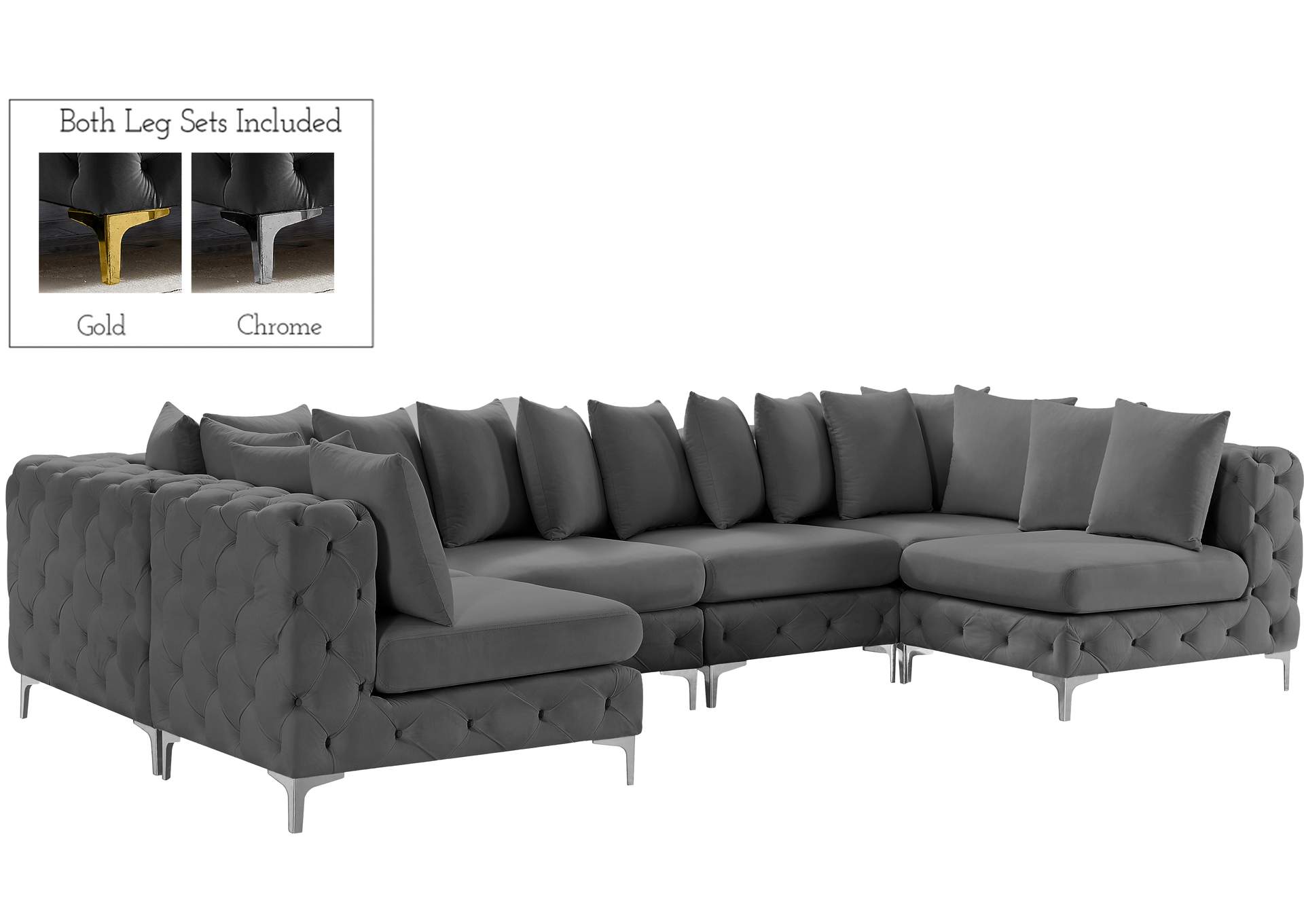 Tremblay Grey Velvet Modular Sectional,Meridian Furniture