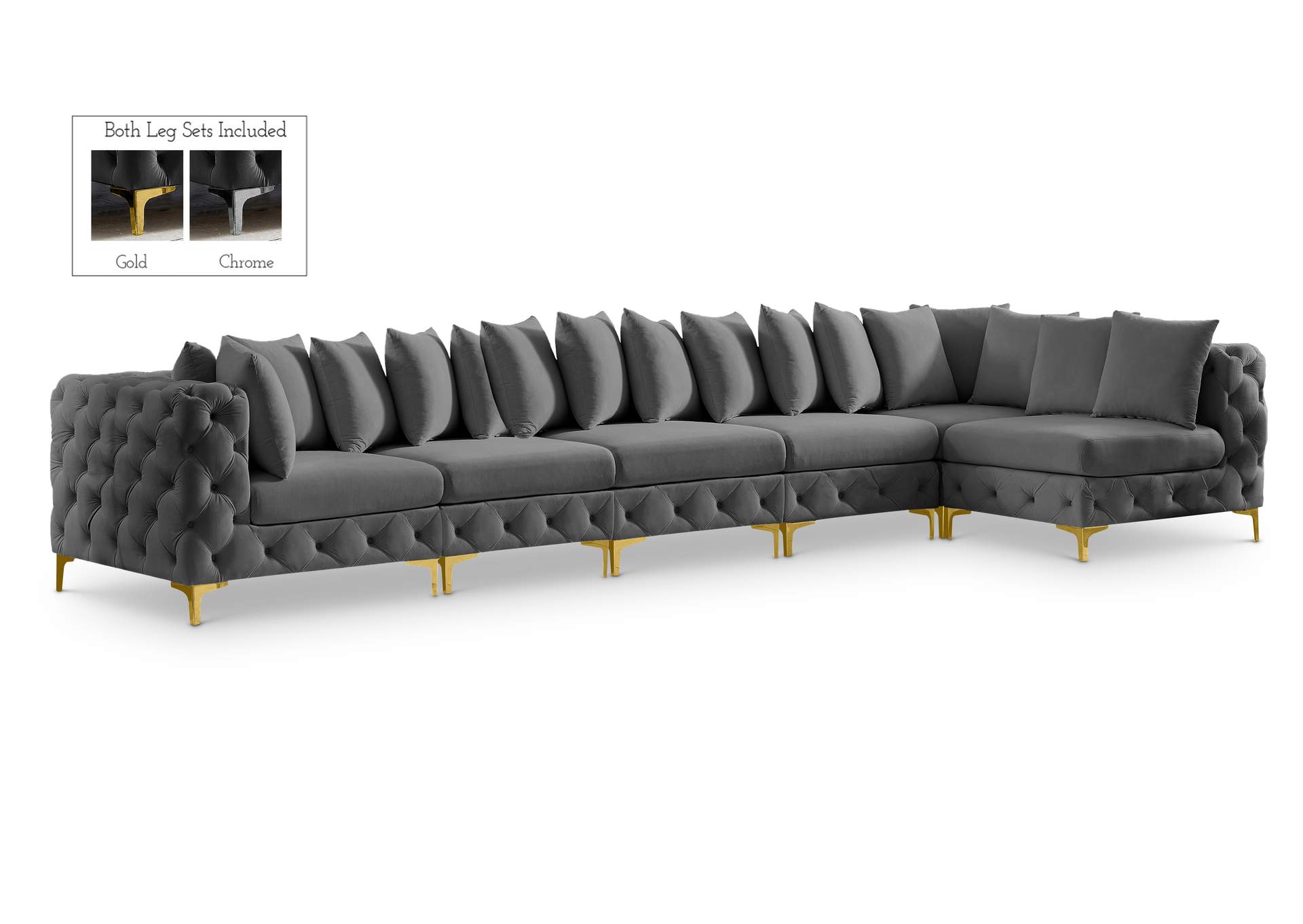 Tremblay Grey Velvet Modular Sectional,Meridian Furniture