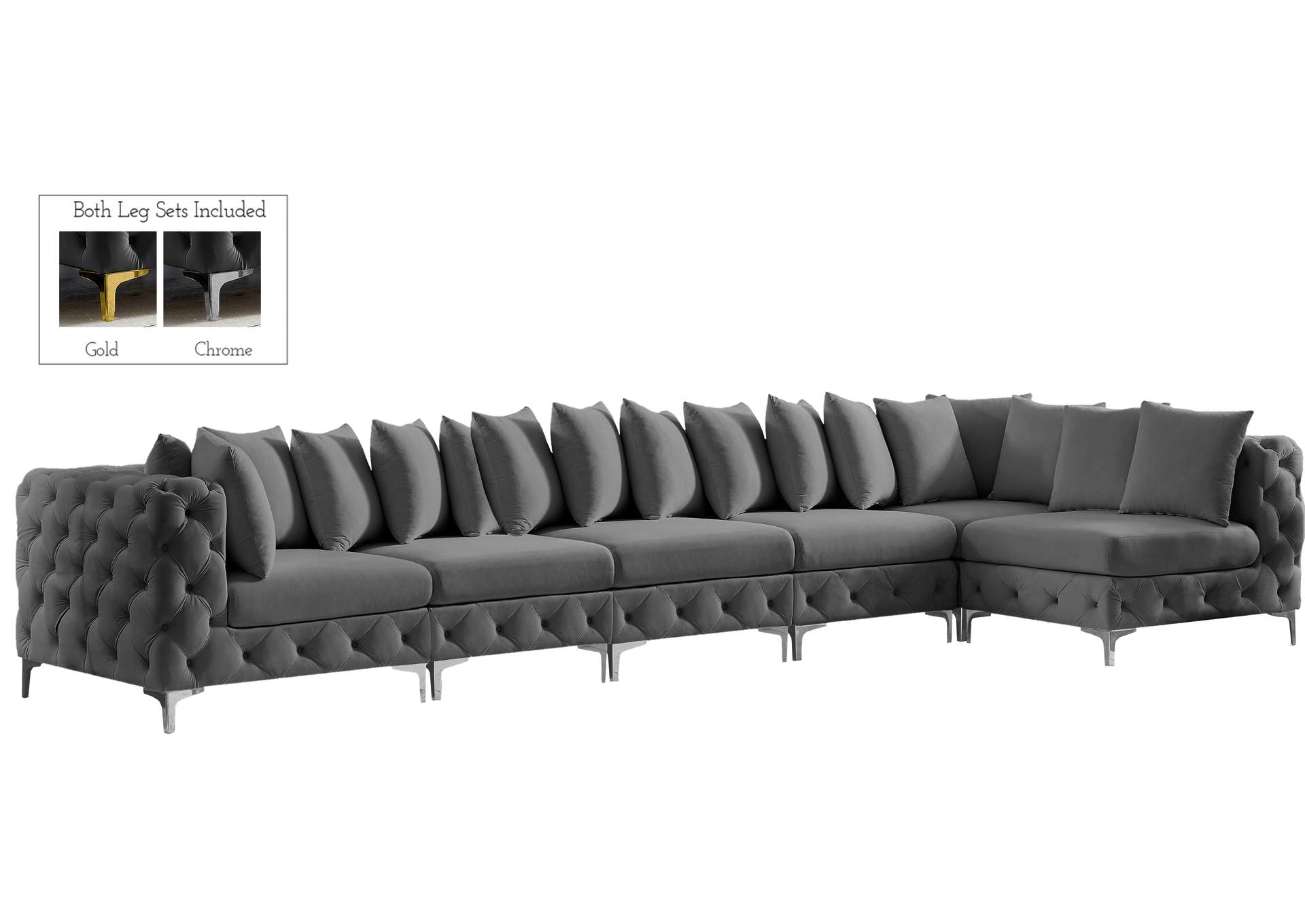 Tremblay Grey Velvet Modular Sectional,Meridian Furniture