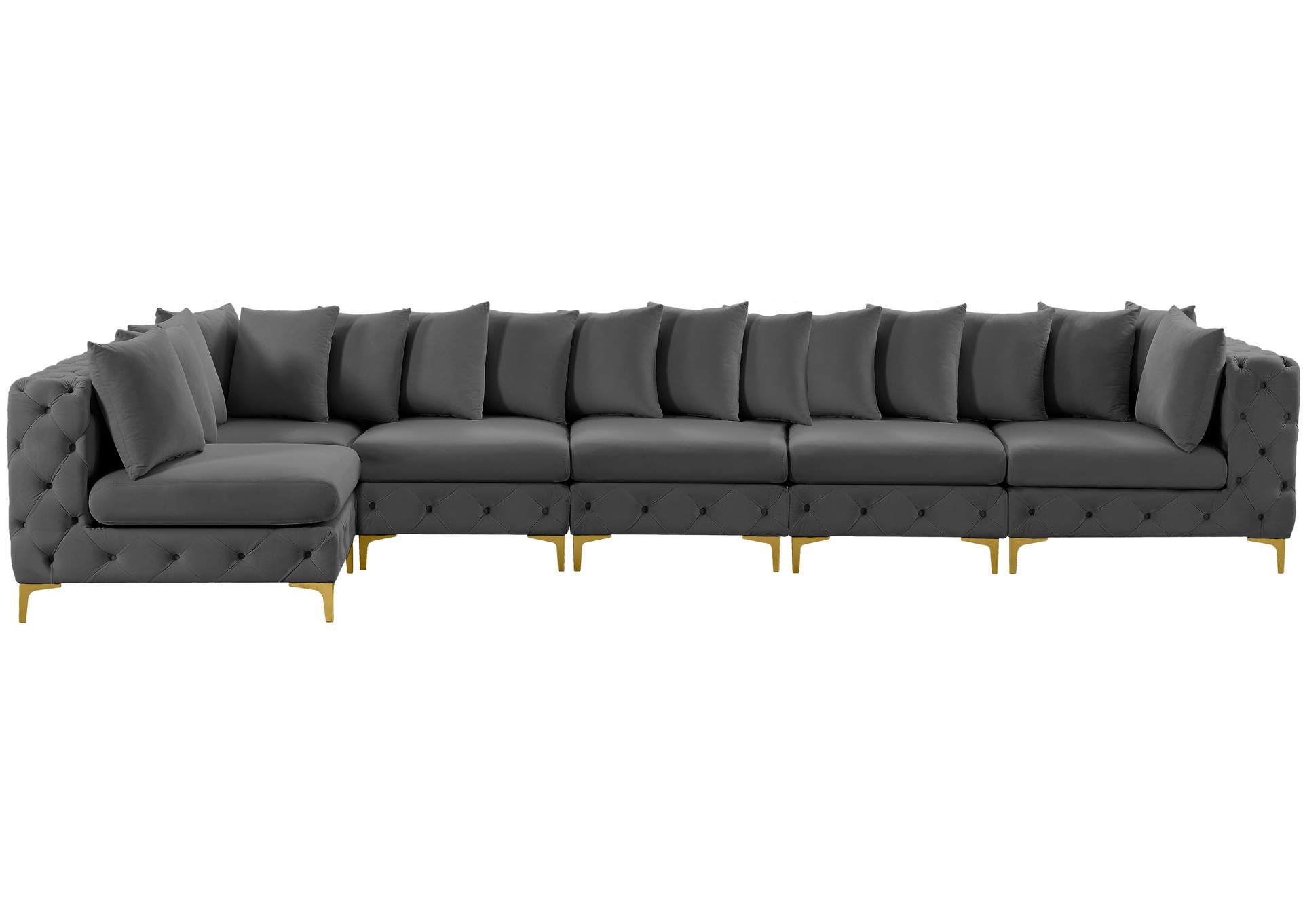 Tremblay Grey Velvet Modular Sectional,Meridian Furniture