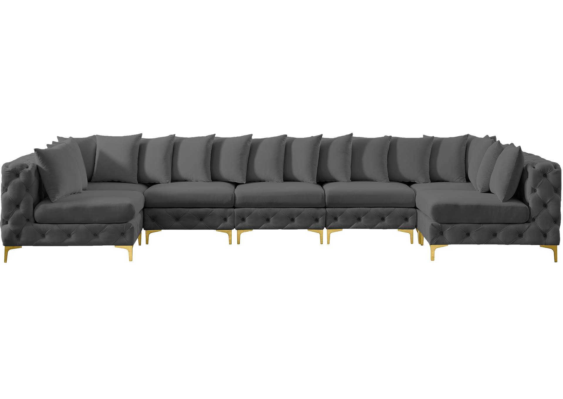 Tremblay Grey Velvet Modular Sectional,Meridian Furniture