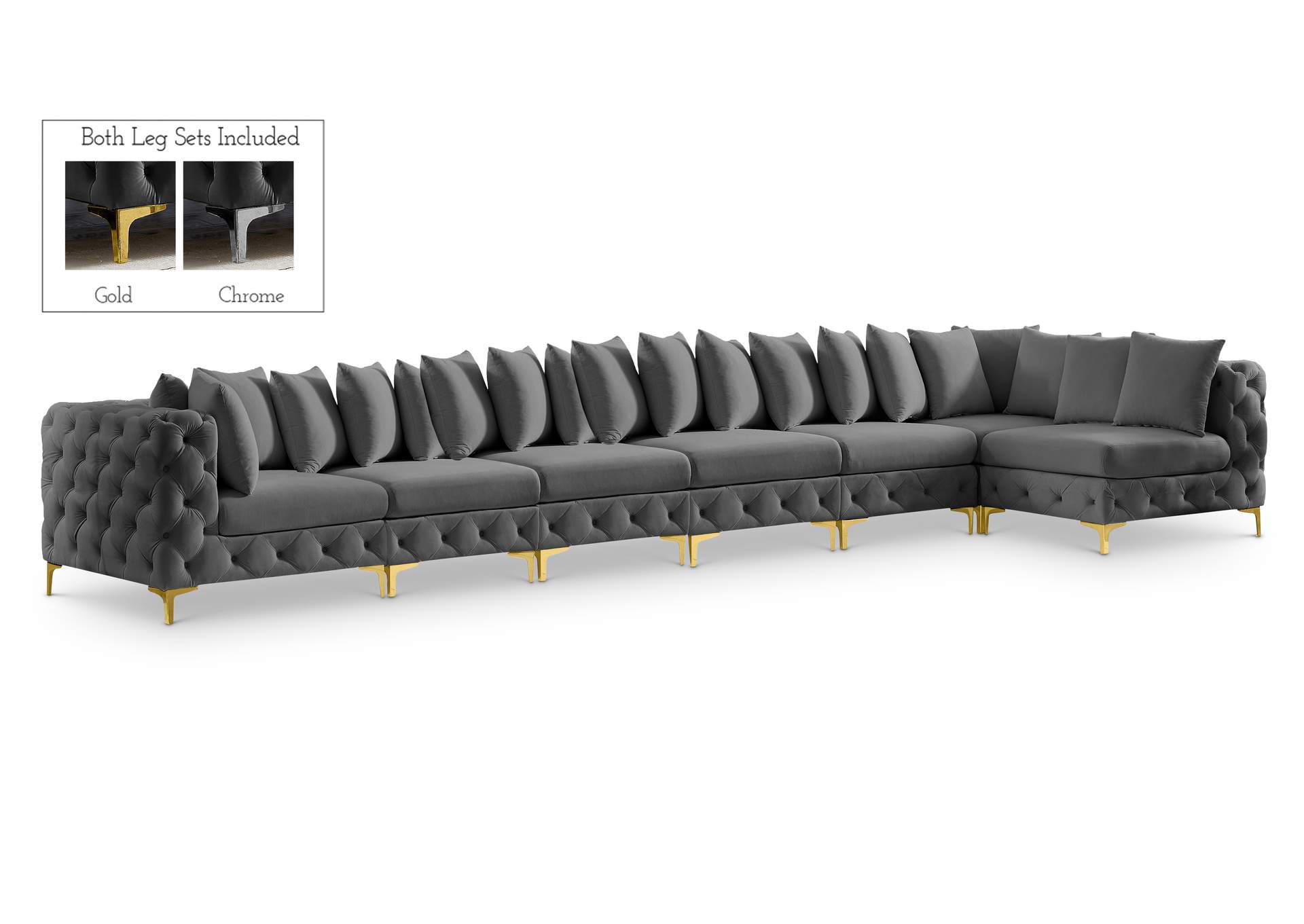 Tremblay Grey Velvet Modular Sectional,Meridian Furniture