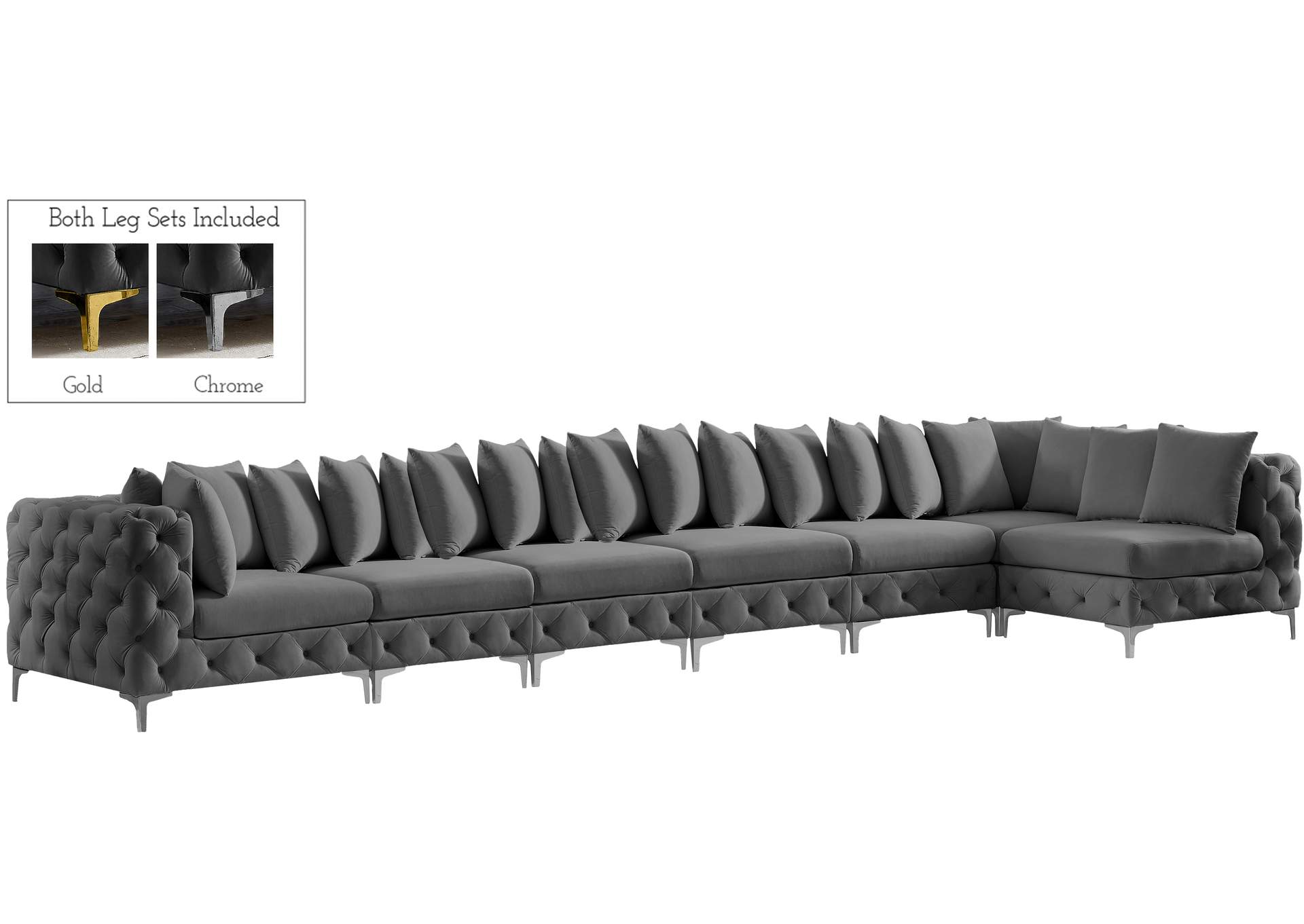 Tremblay Grey Velvet Modular Sectional,Meridian Furniture