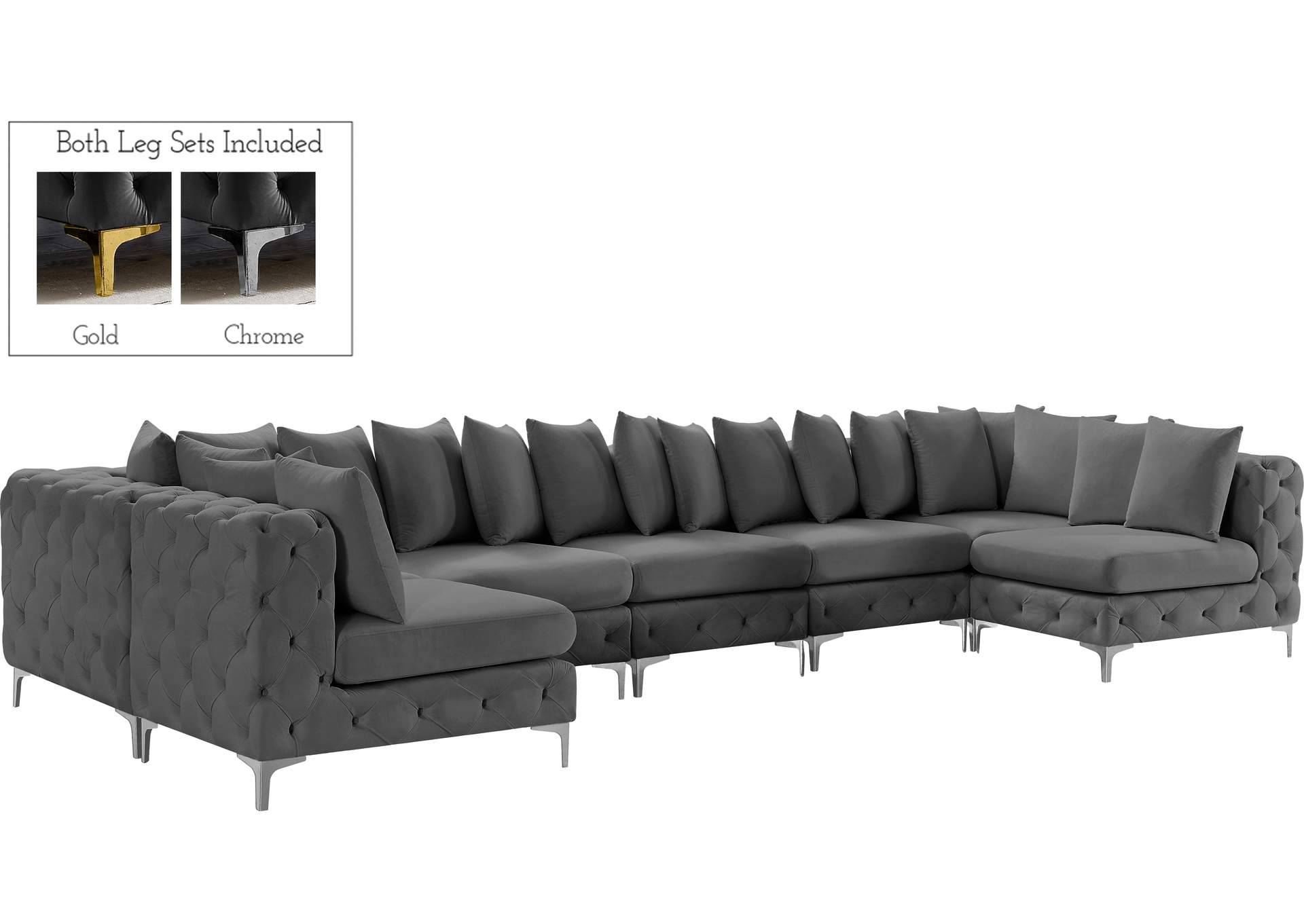 Tremblay Grey Velvet Modular Sectional,Meridian Furniture