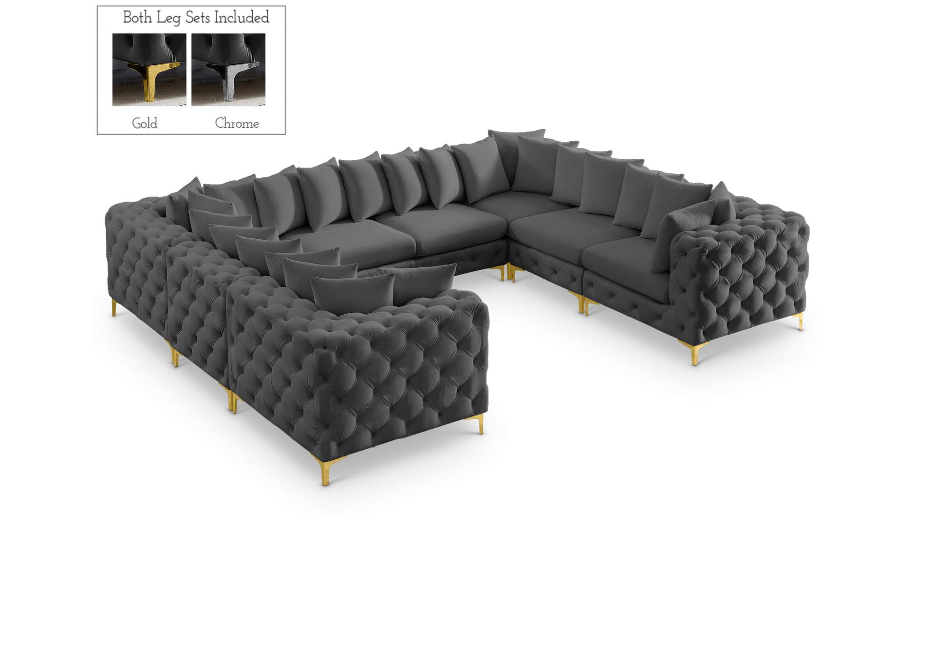 Tremblay Grey Velvet Modular Sectional,Meridian Furniture