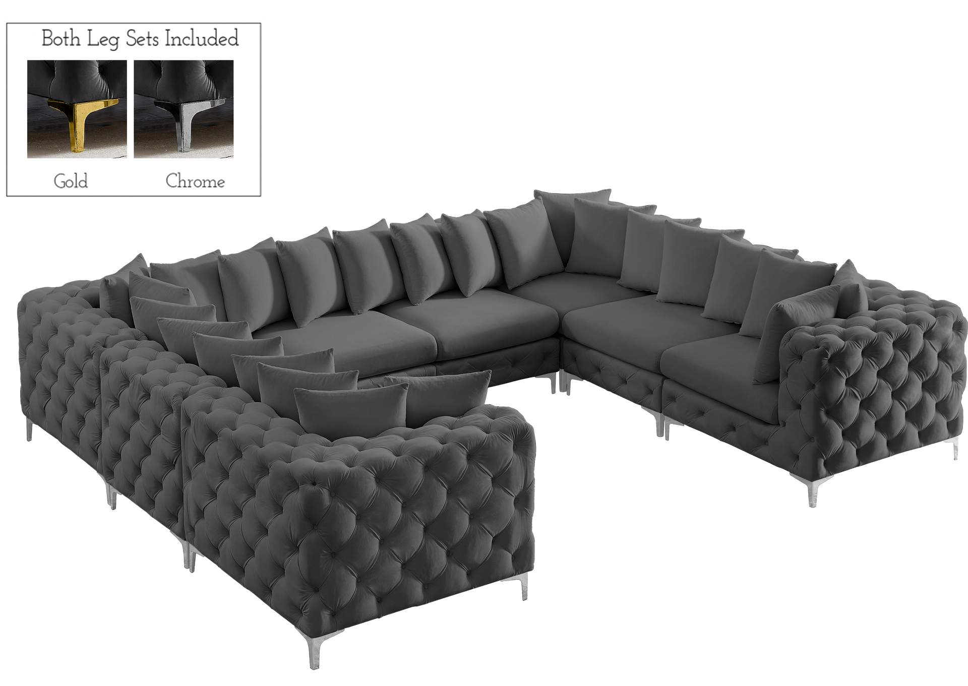 Tremblay Grey Velvet Modular Sectional,Meridian Furniture