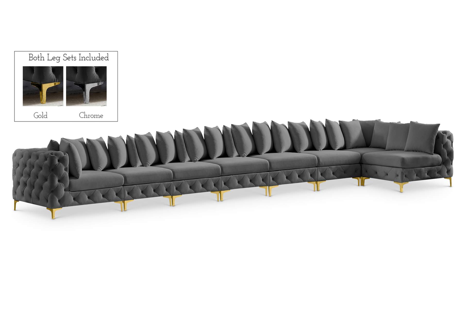 Tremblay Grey Velvet Modular Sectional,Meridian Furniture