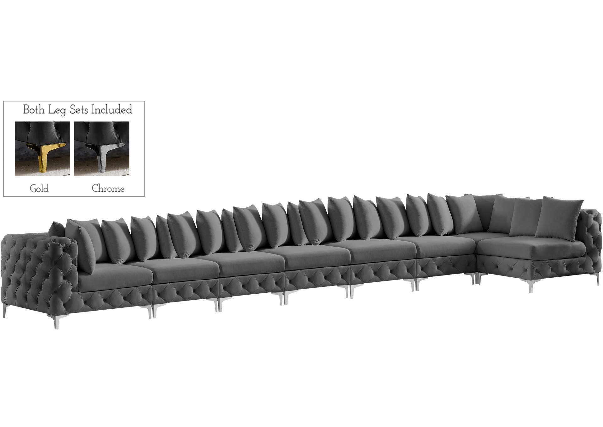 Tremblay Grey Velvet Modular Sectional,Meridian Furniture