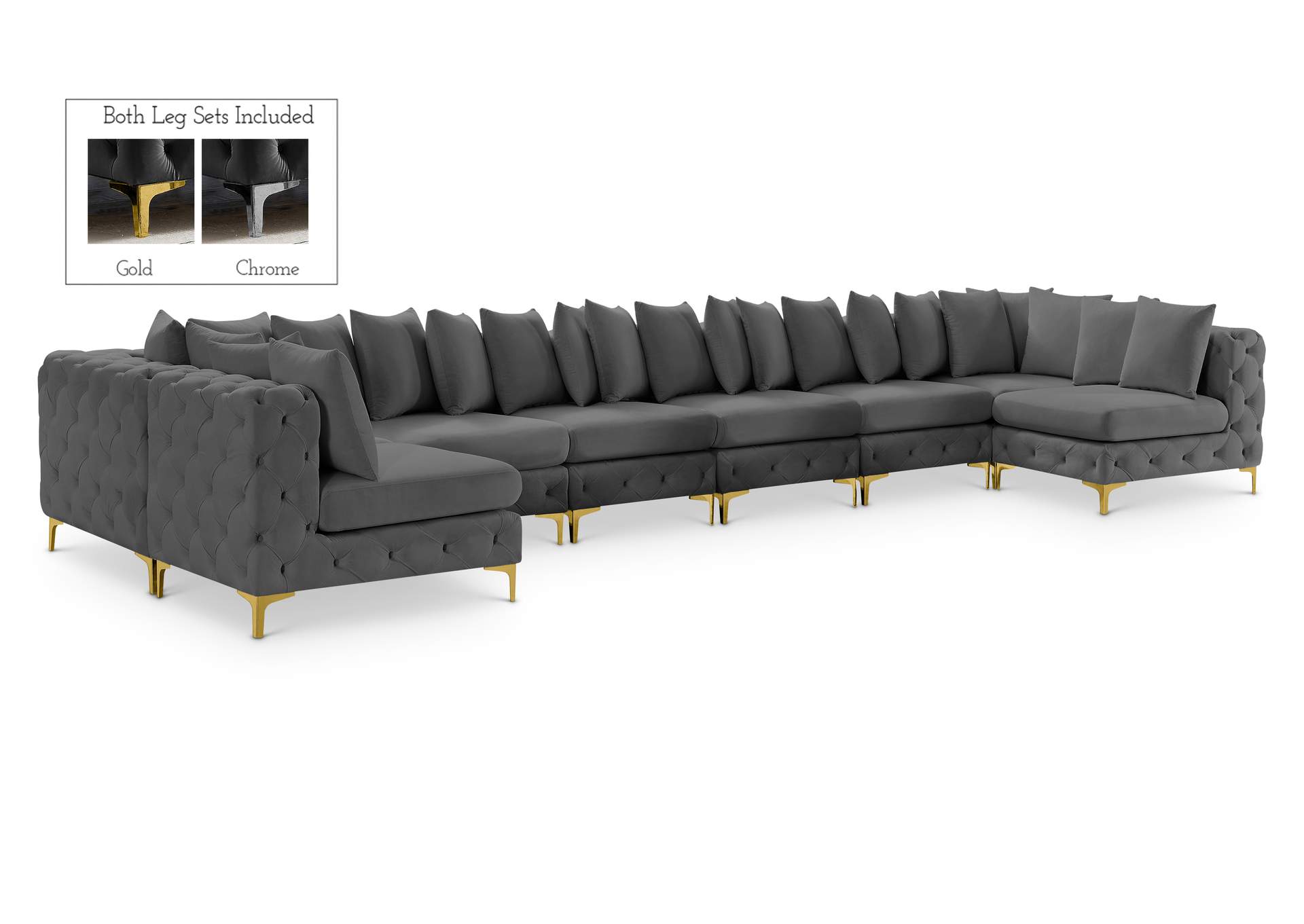 Tremblay Grey Velvet Modular Sectional,Meridian Furniture