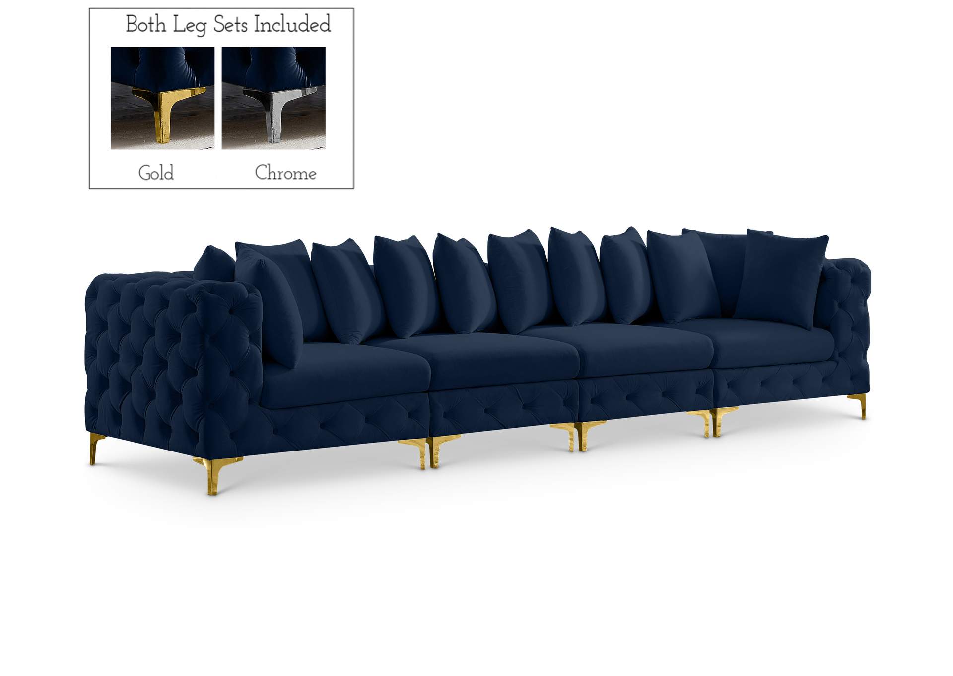 Tremblay Navy Velvet Modular Sofa,Meridian Furniture