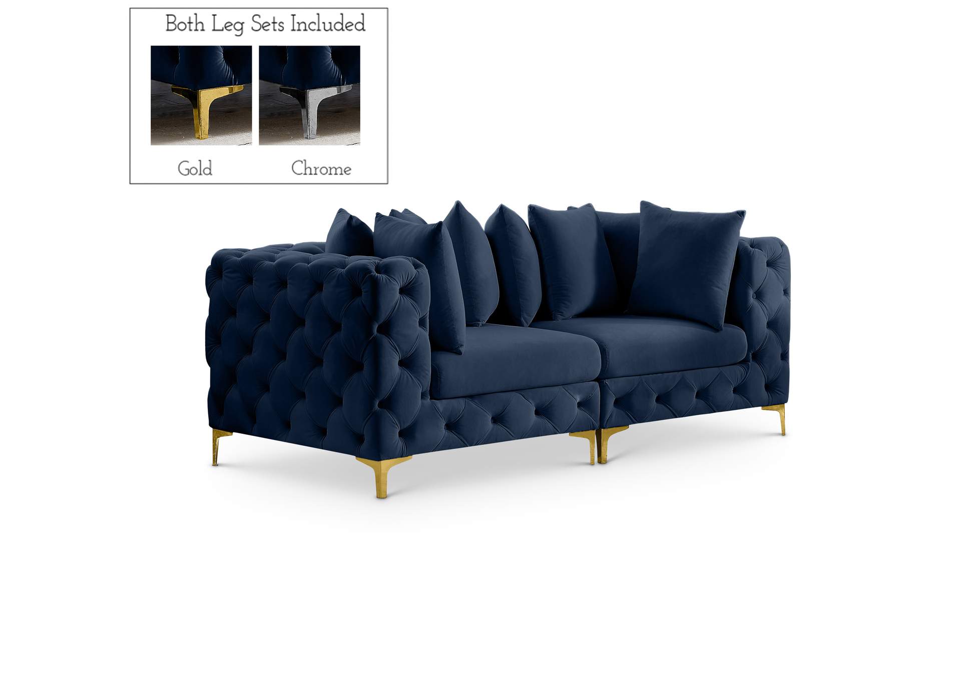 Tremblay Navy Velvet Modular Sofa,Meridian Furniture