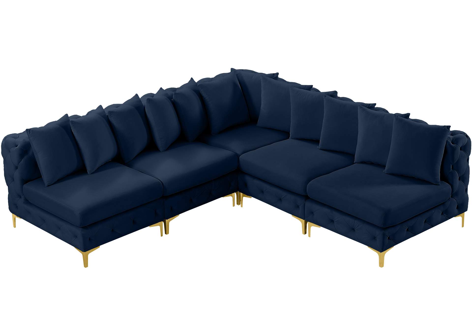 Tremblay Navy Velvet Modular Sectional,Meridian Furniture