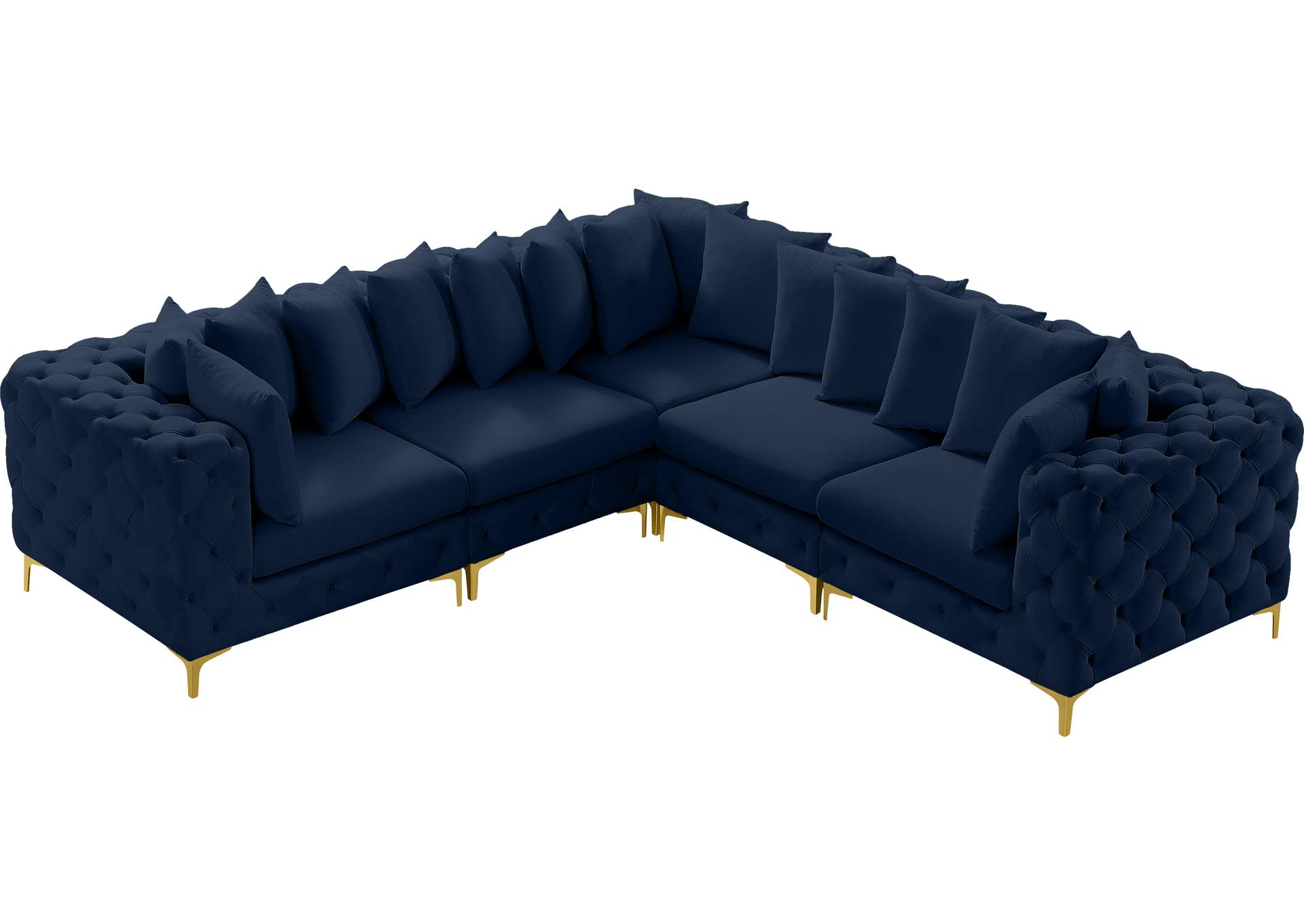 Tremblay Navy Velvet Modular Sectional,Meridian Furniture