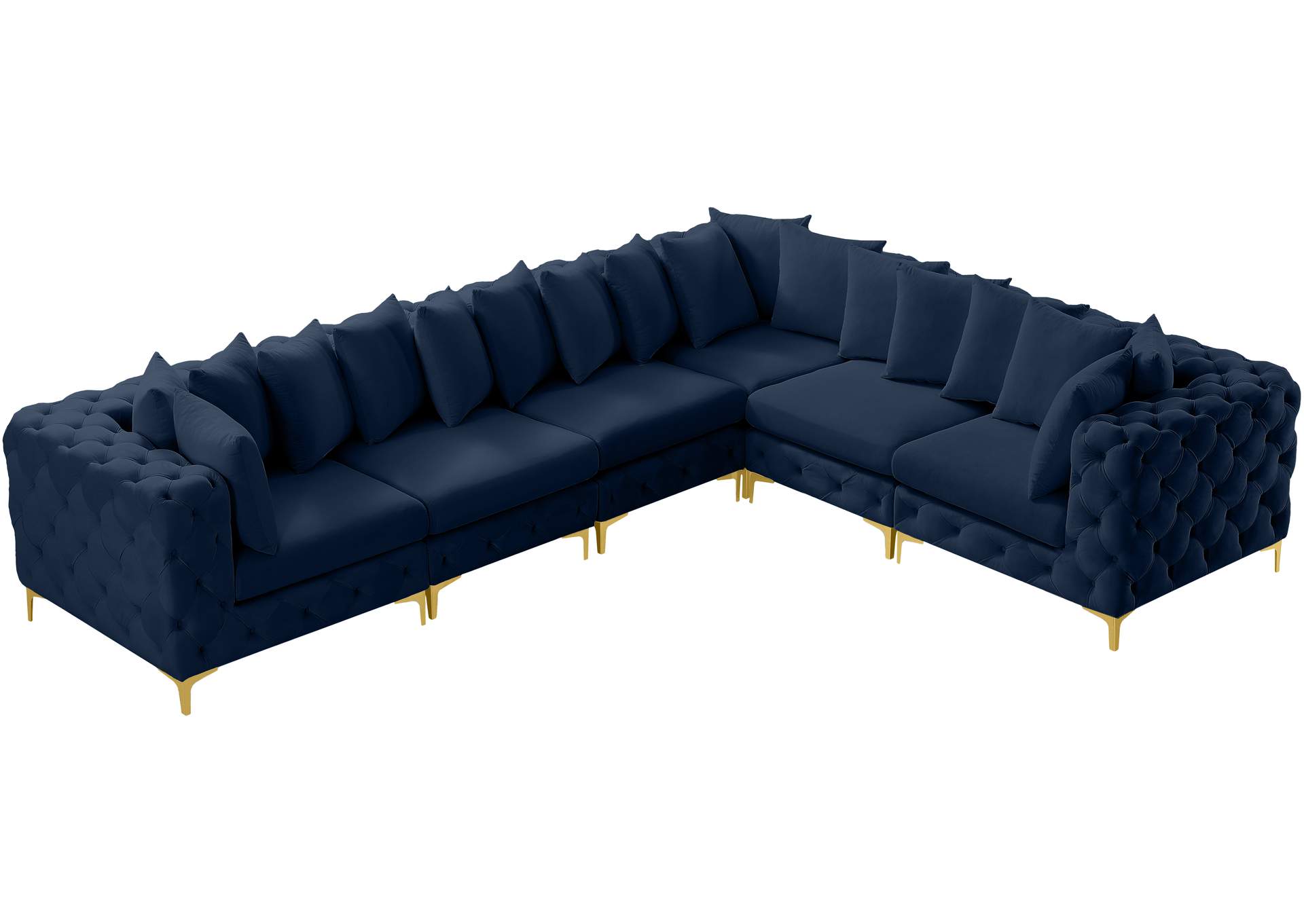 Tremblay Navy Velvet Modular Sectional,Meridian Furniture