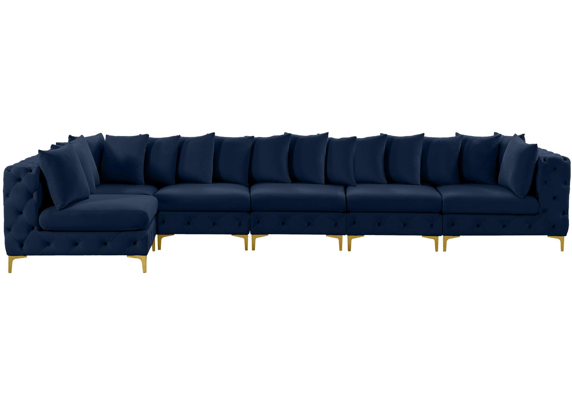 Tremblay Navy Velvet Modular Sectional,Meridian Furniture