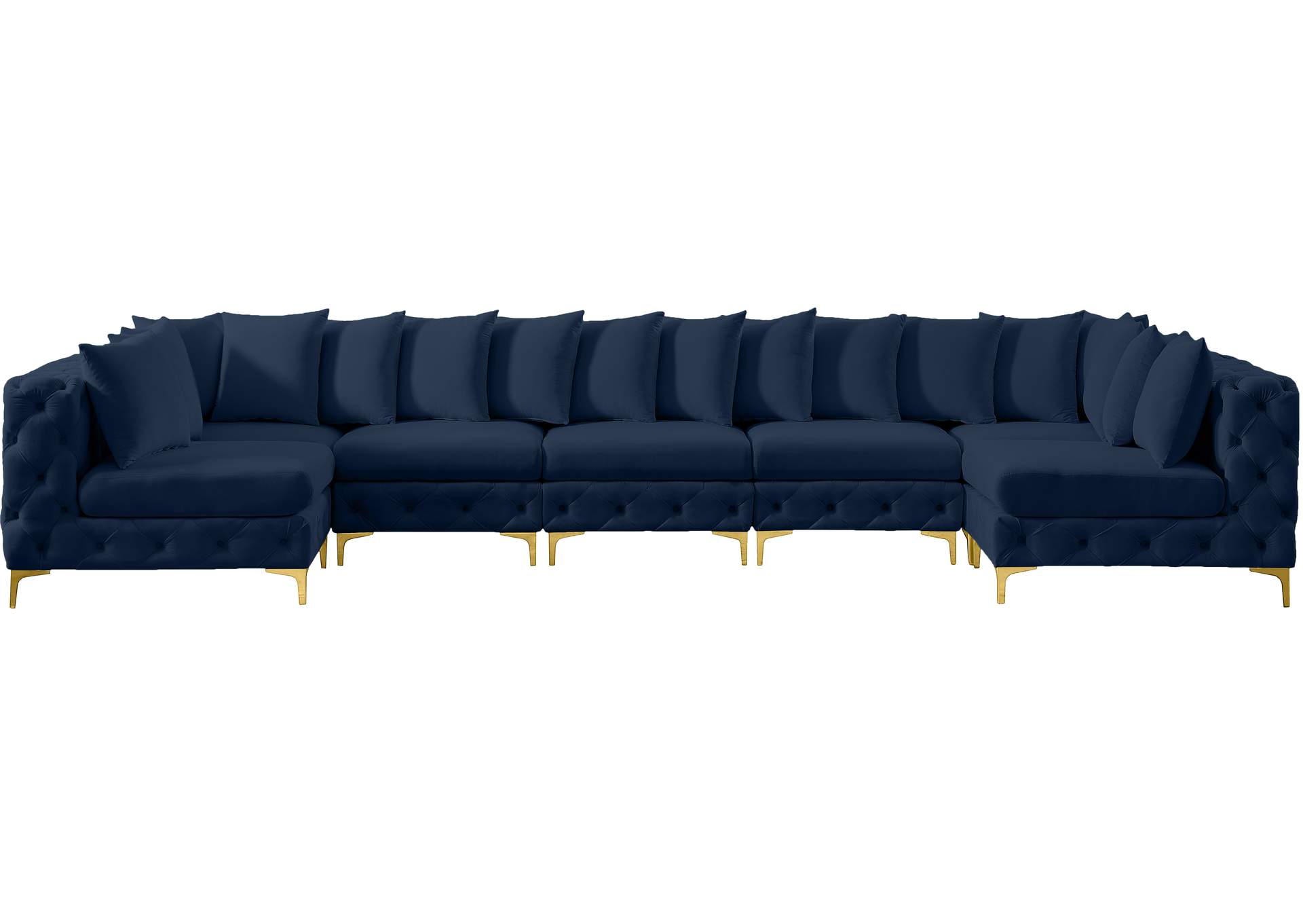 Tremblay Navy Velvet Modular Sectional,Meridian Furniture