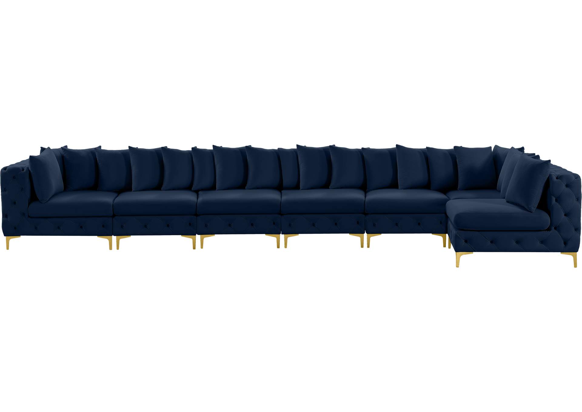 Tremblay Navy Velvet Modular Sectional,Meridian Furniture