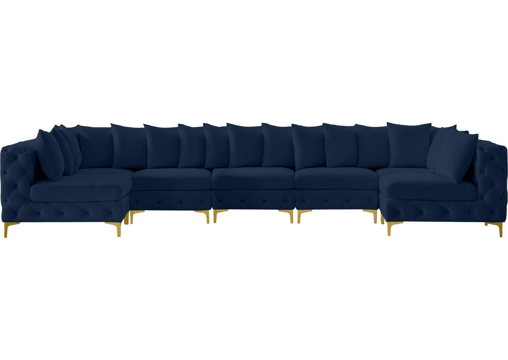 Tremblay Navy Velvet Modular Sectional,Meridian Furniture