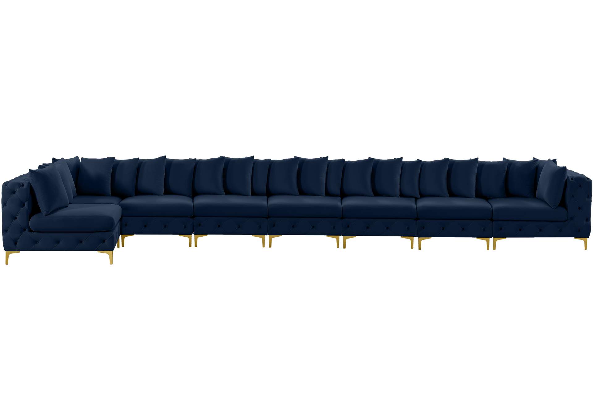 Tremblay Navy Velvet Modular Sectional,Meridian Furniture