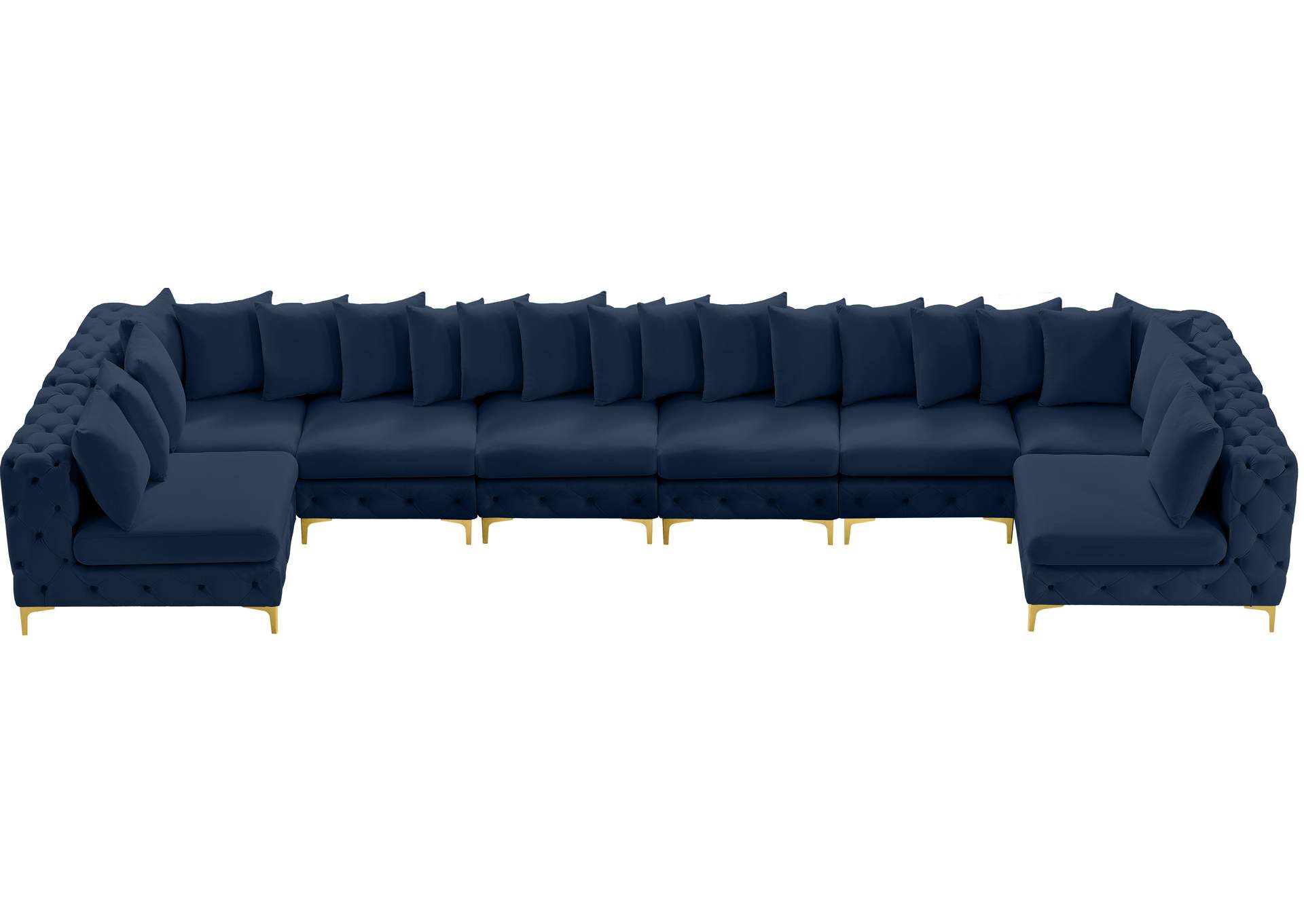 Tremblay Navy Velvet Modular Sectional,Meridian Furniture