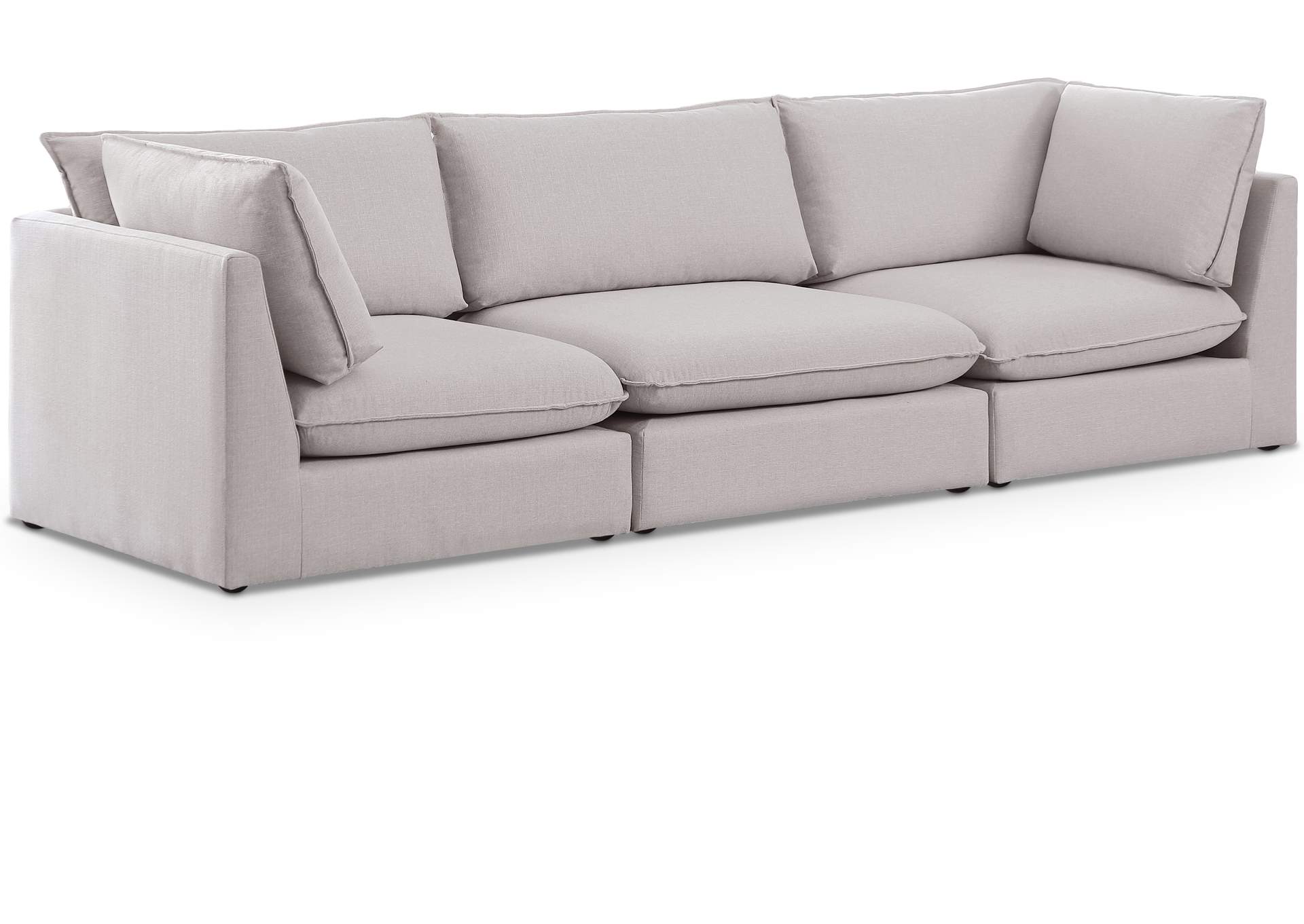 Mackenzie Beige Durable Linen Textured Modular Sofa,Meridian Furniture