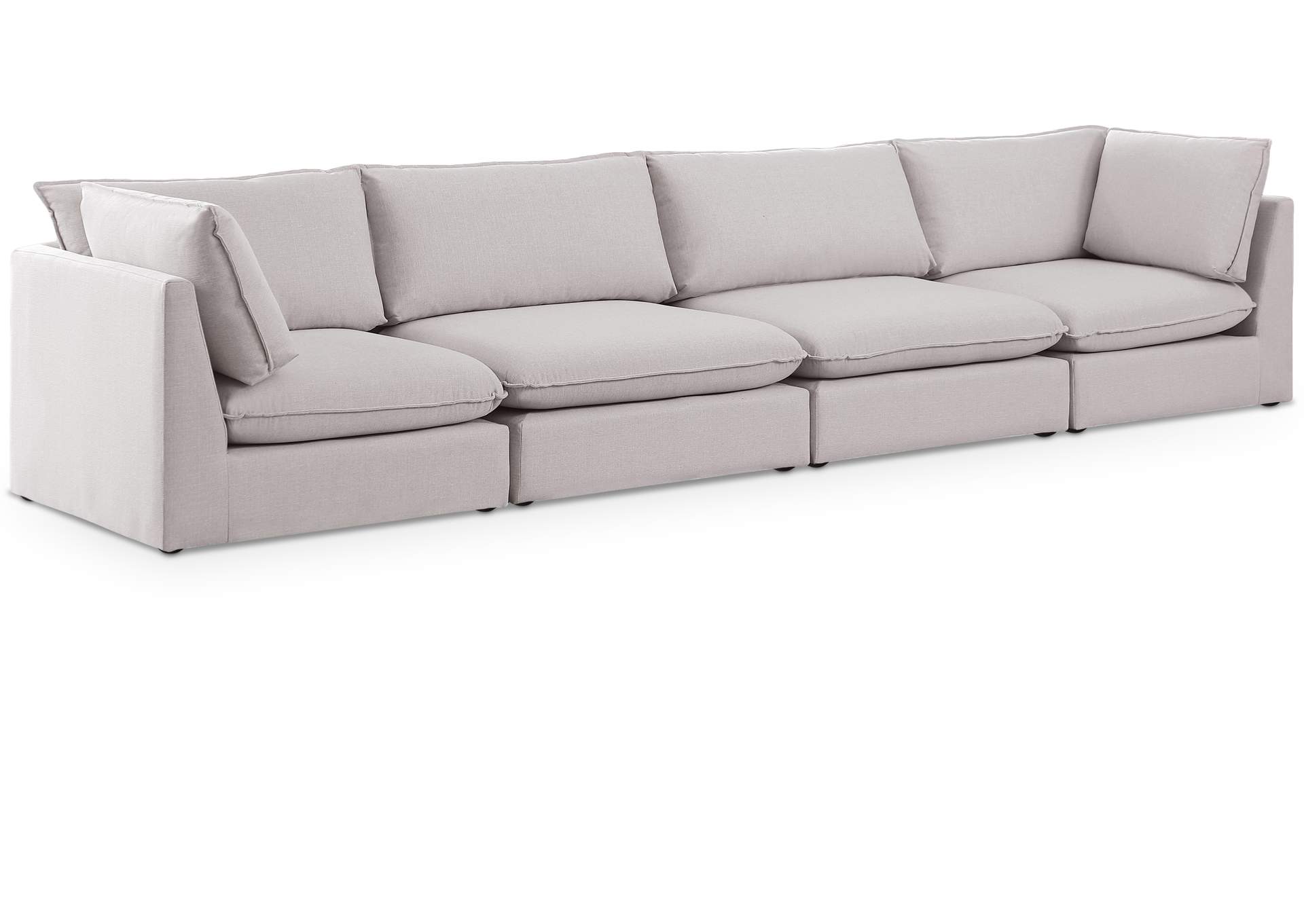 Mackenzie Beige Durable Linen Textured Modular Sofa,Meridian Furniture