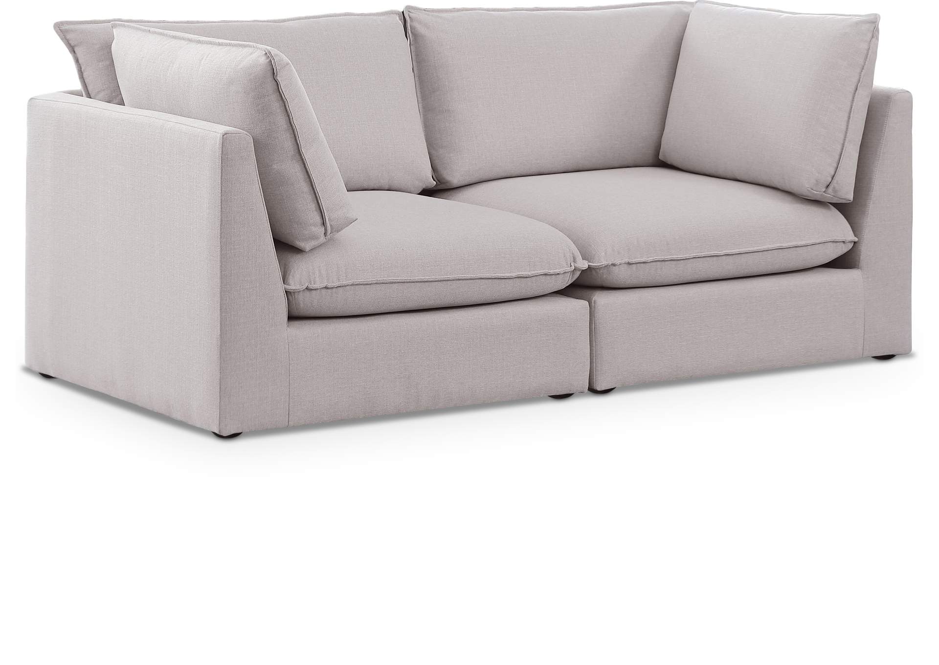 Mackenzie Beige Durable Linen Textured Modular Sofa,Meridian Furniture