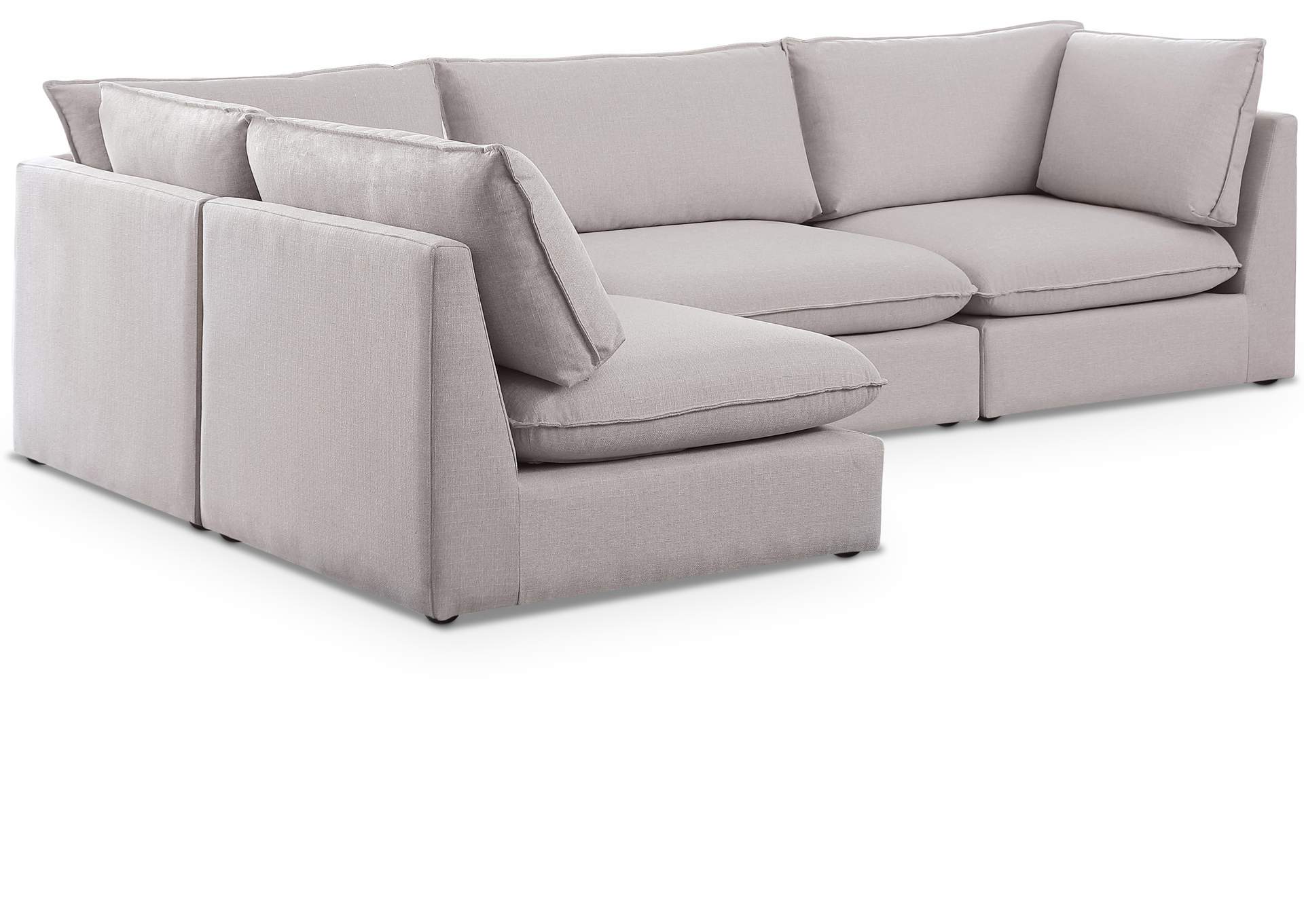 Mackenzie Beige Durable Linen Textured Modular Sectional,Meridian Furniture