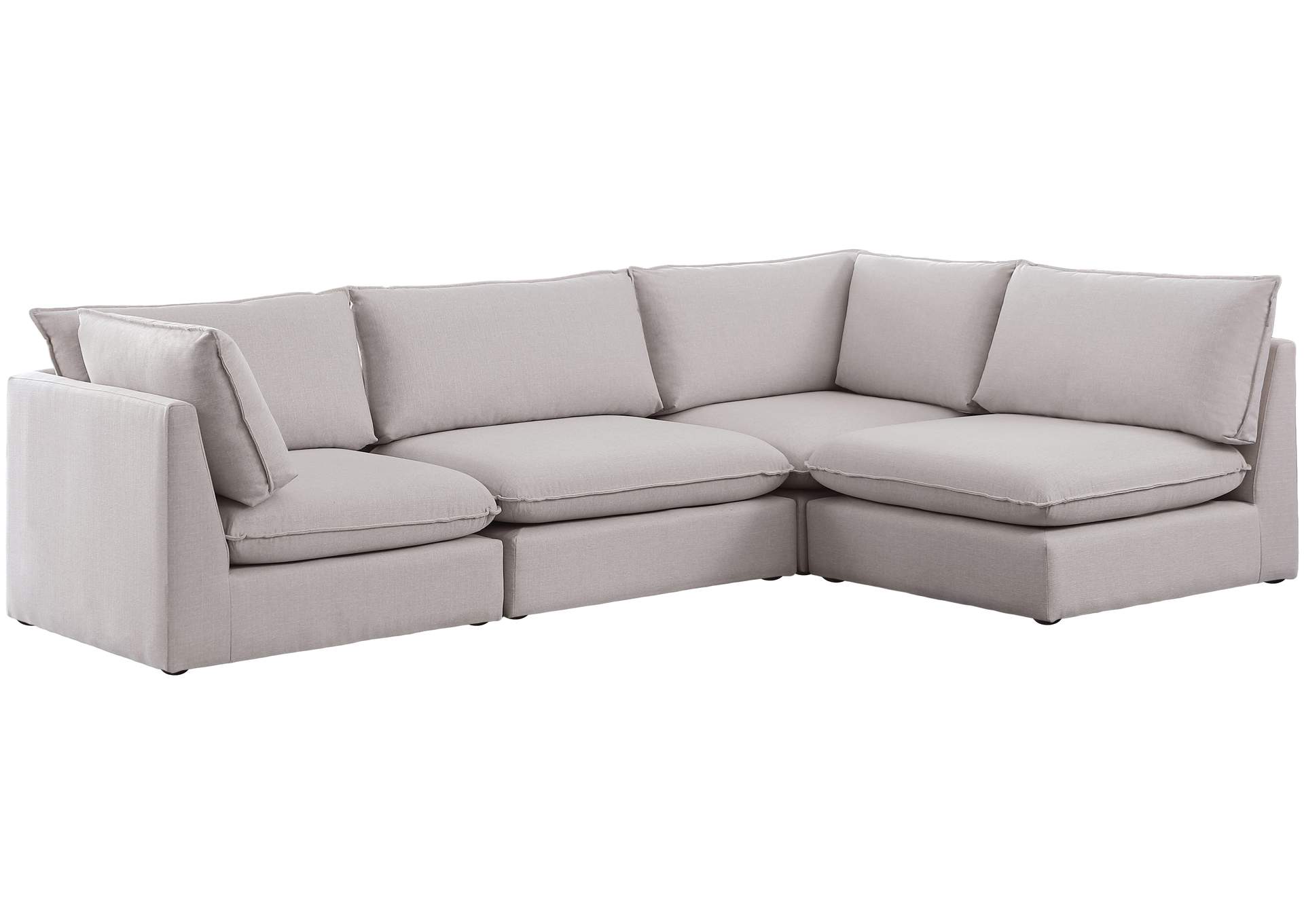 Mackenzie Beige Durable Linen Textured Modular Sectional,Meridian Furniture