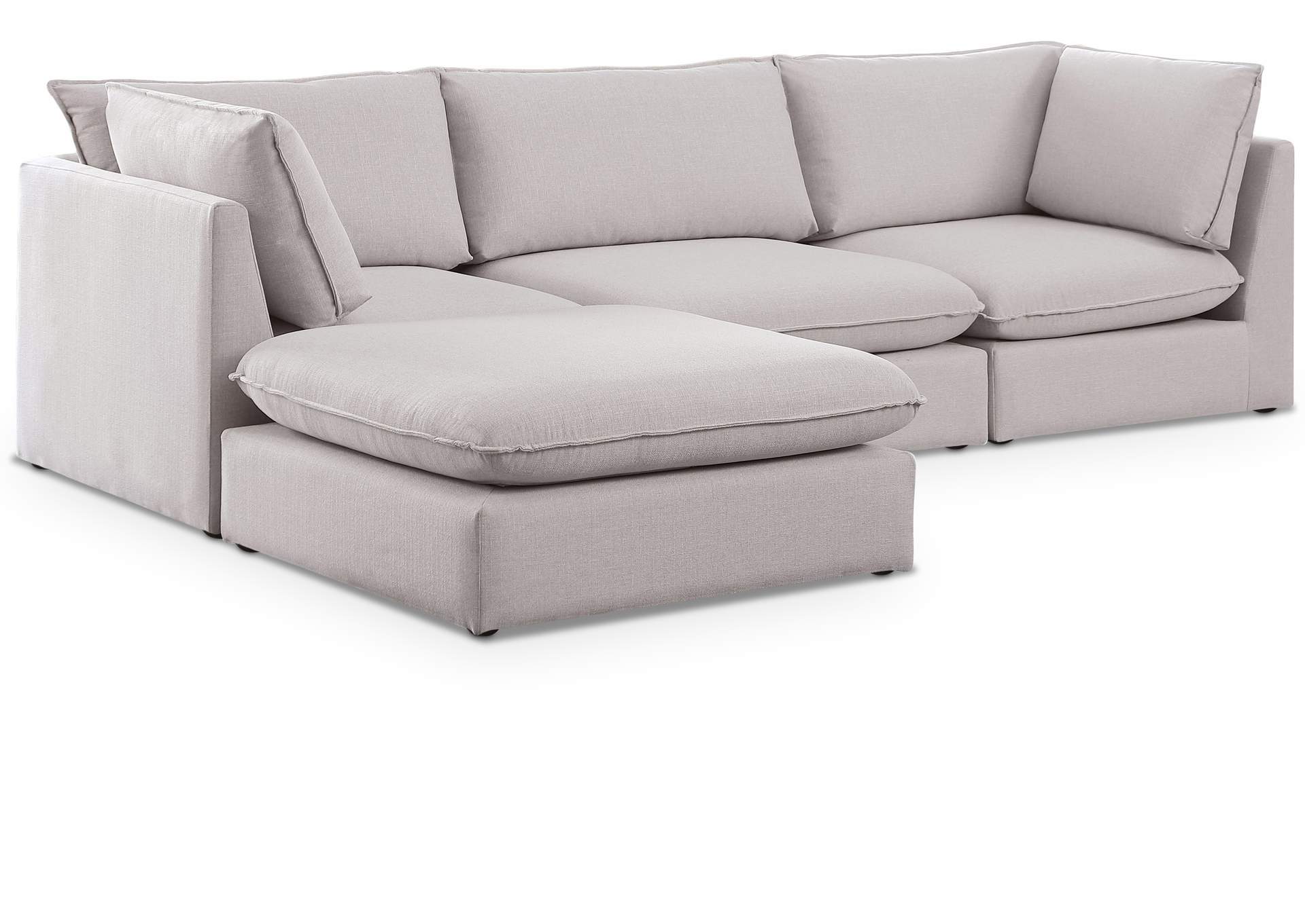 Mackenzie Beige Durable Linen Textured Modular Sectional,Meridian Furniture