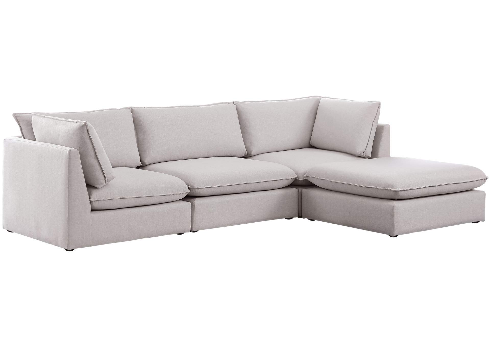 Mackenzie Beige Durable Linen Textured Modular Sectional,Meridian Furniture