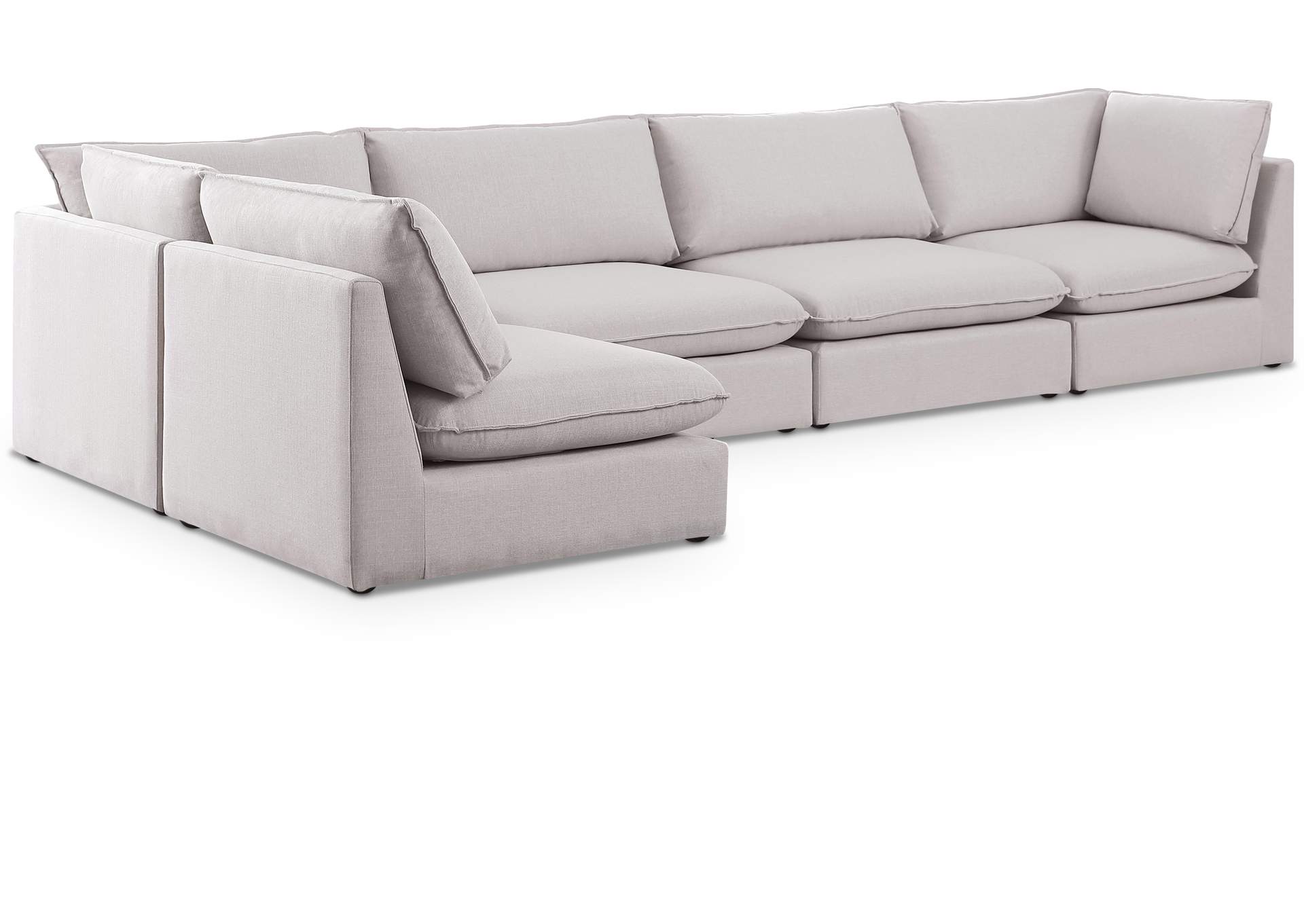 Mackenzie Beige Durable Linen Textured Modular Sectional,Meridian Furniture