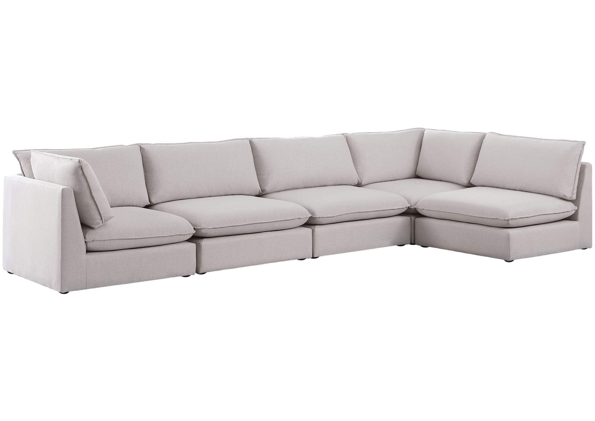 Mackenzie Beige Durable Linen Textured Modular Sectional,Meridian Furniture