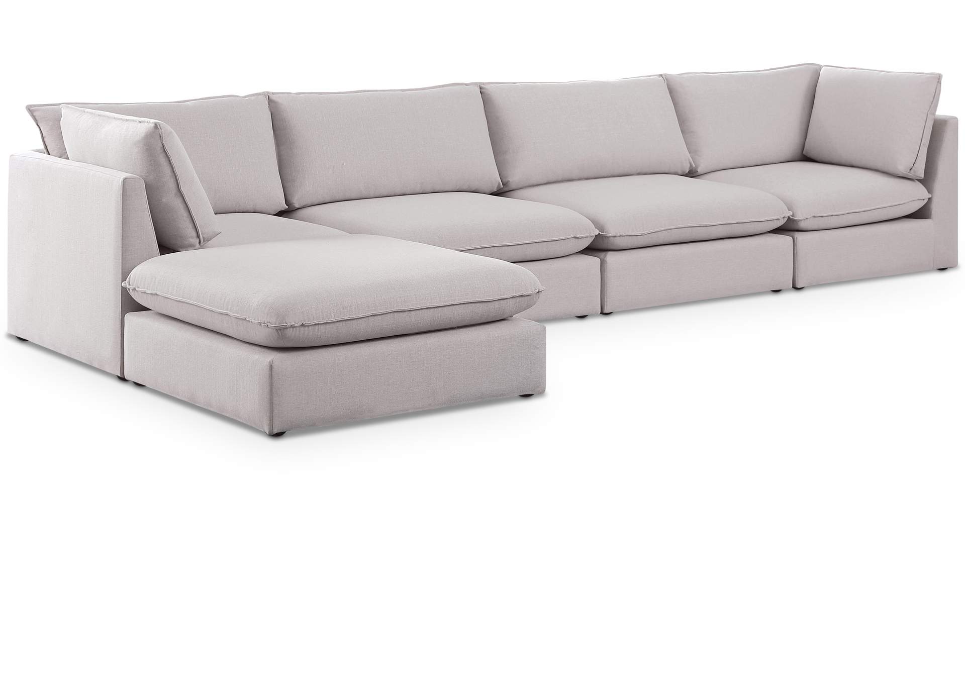 Mackenzie Beige Durable Linen Textured Modular Sectional,Meridian Furniture